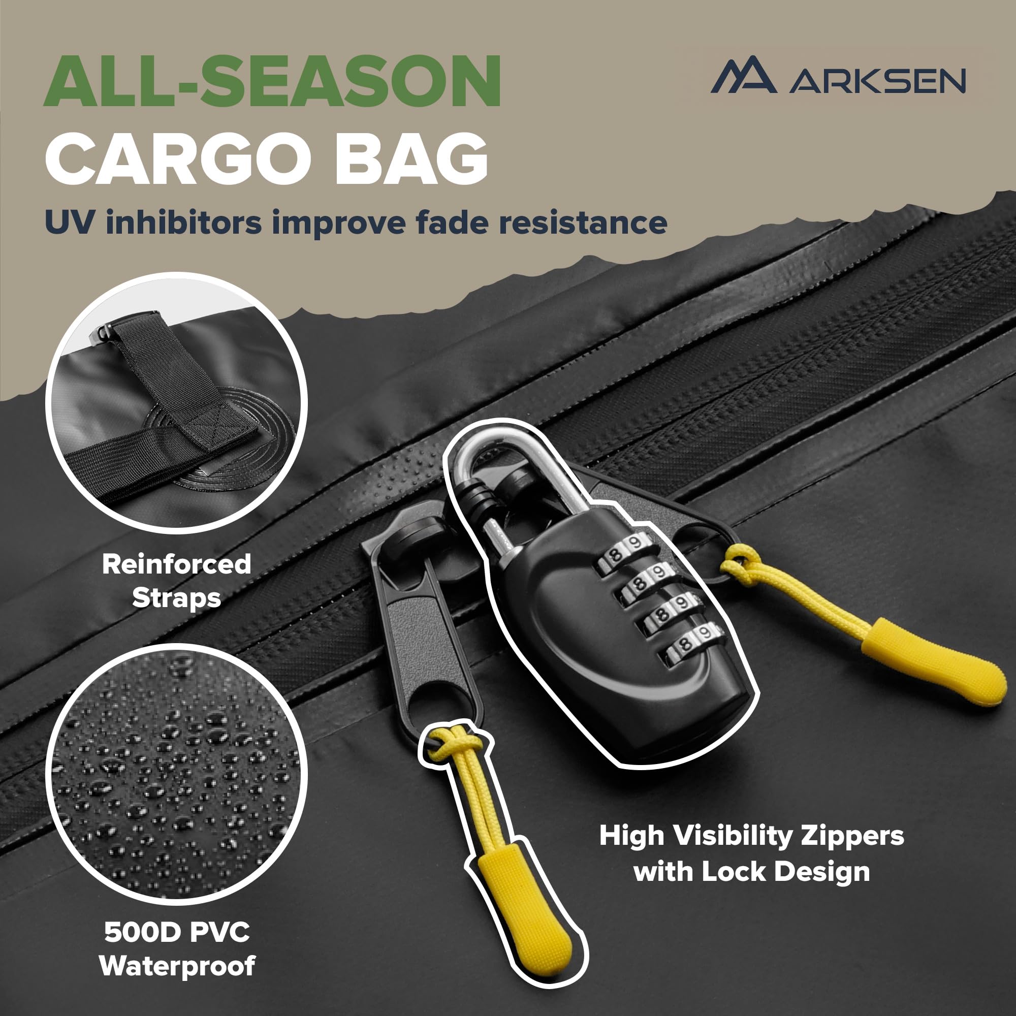 Arksen 84 X 50 X 6 Inch Universal Extra Wide 250Lb Heavy Duty Roof Rack Cargo With 500D Pvc Waterproof Cargo Bag, Car Top Luggag