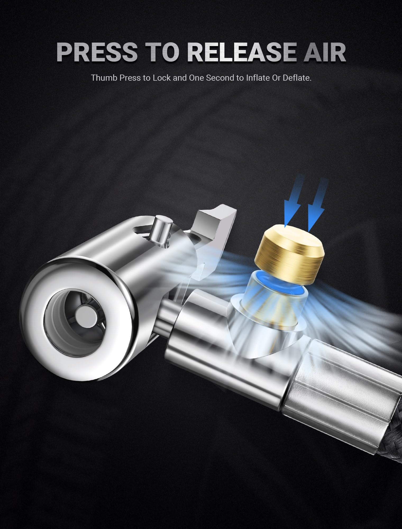 LUMITECO 33'' Air Release Extension Hose, 7-Pack Tire Inflator Replacement Hose w/Presta Valve Adaptor&Ball Pump Needle Kit, Tir