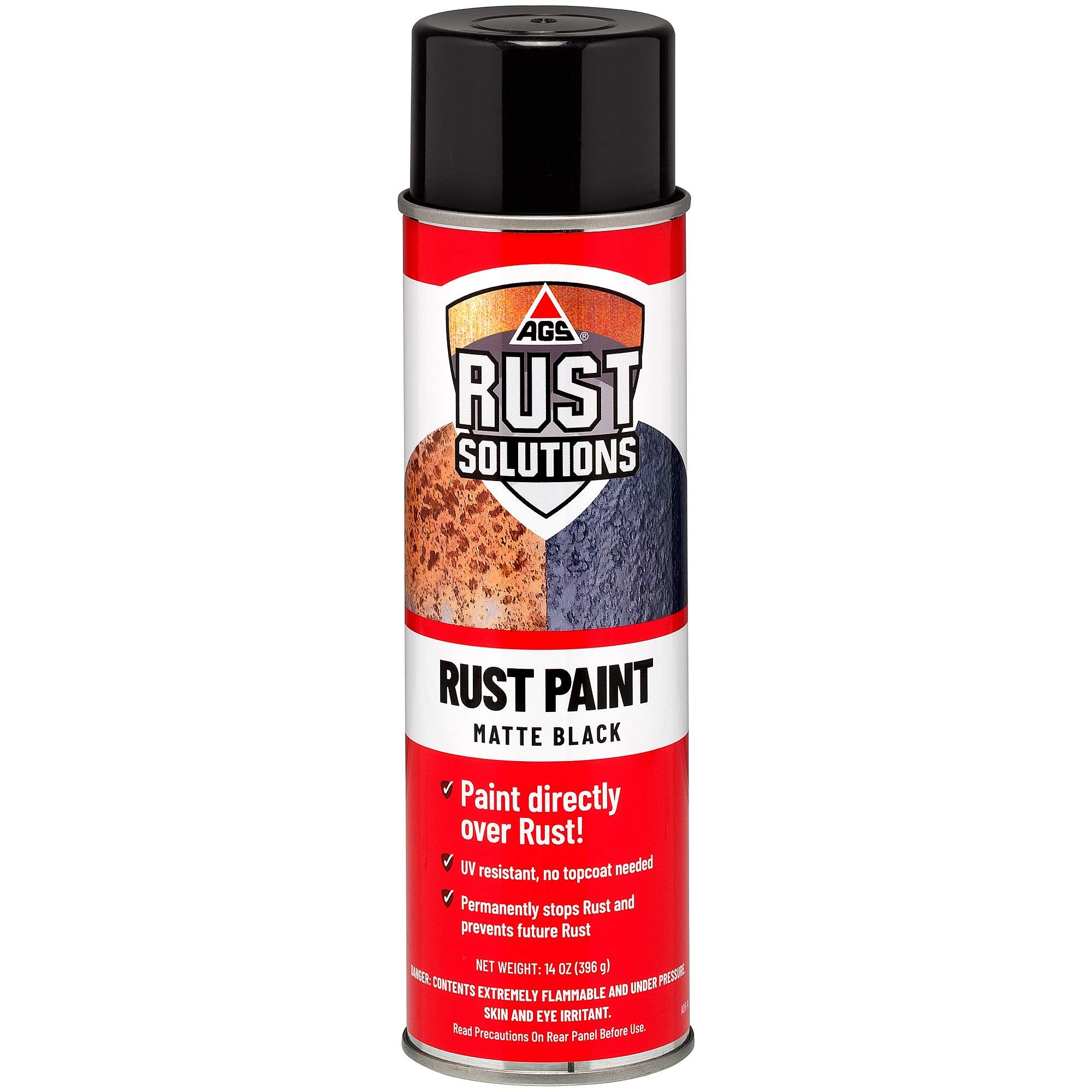 Ags Rust Solutions Rust Spray Paint, 14Oz, Durable Matte Black Finish, Safe For All Surfaces, Eradicate Rust And Ensure Long-Las