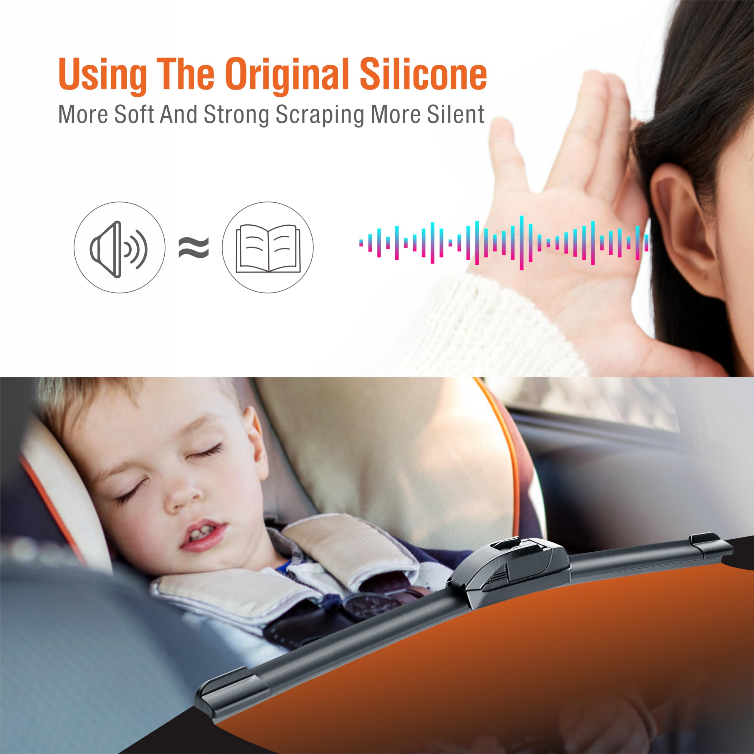 Wowiper Silicone 28 And 14 Inch Windshield Wiper Blades Replacement For Toyota Corolla 2023 2022 2021 2020/Hyundai Elantra 2016-