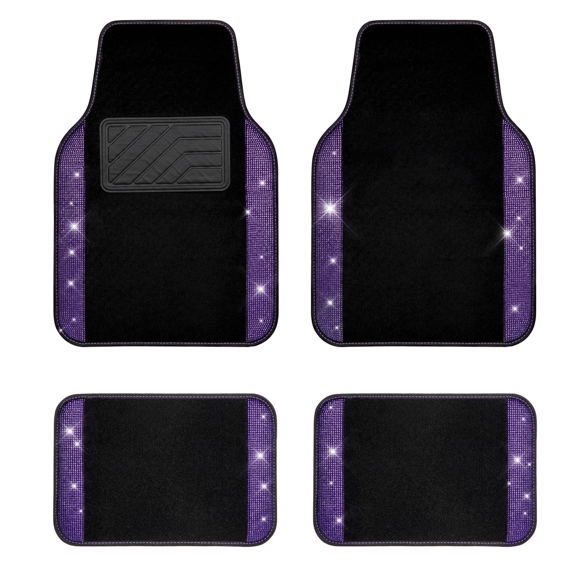 Car Pass Bling Rhinestones Diamond Car Floor Mat, Crystal Sparkly Shining Glitter Carpet, Waterproof Anti-Slip Pvc Heel Pad Univ