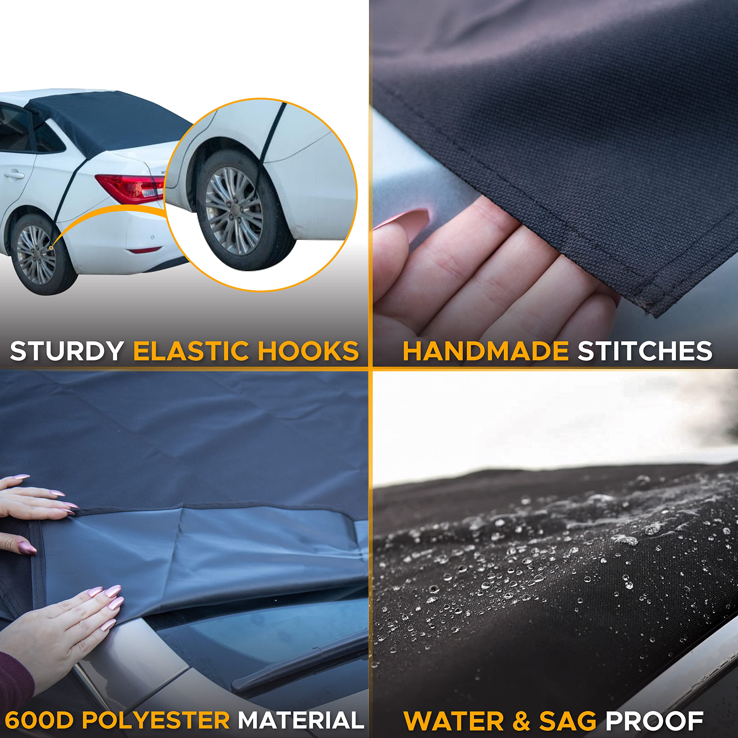 Econour Rear Windshield Snow Cover | All Weather Back Window Frost Cover Offers Complete Protection From Snow, Ice & Other Winter Debris | Winter Car Accessories That Fits Most Sedans, Suvs & Vans
