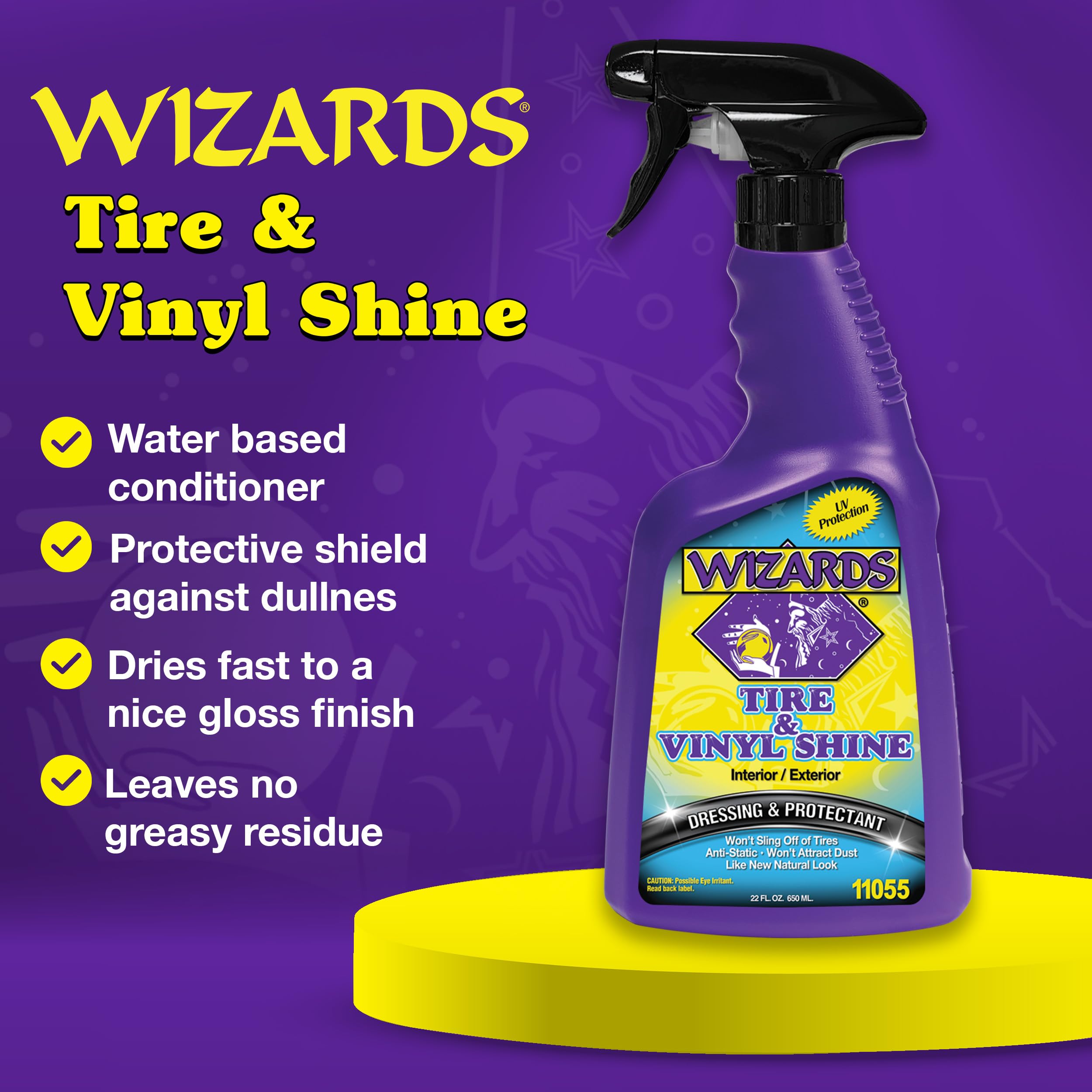 Wizards Tire And Wheel Vinyl Shine - Dressing And Protectant Spray - Professional Automotive Detailing Spray Bottle Refill - Cle