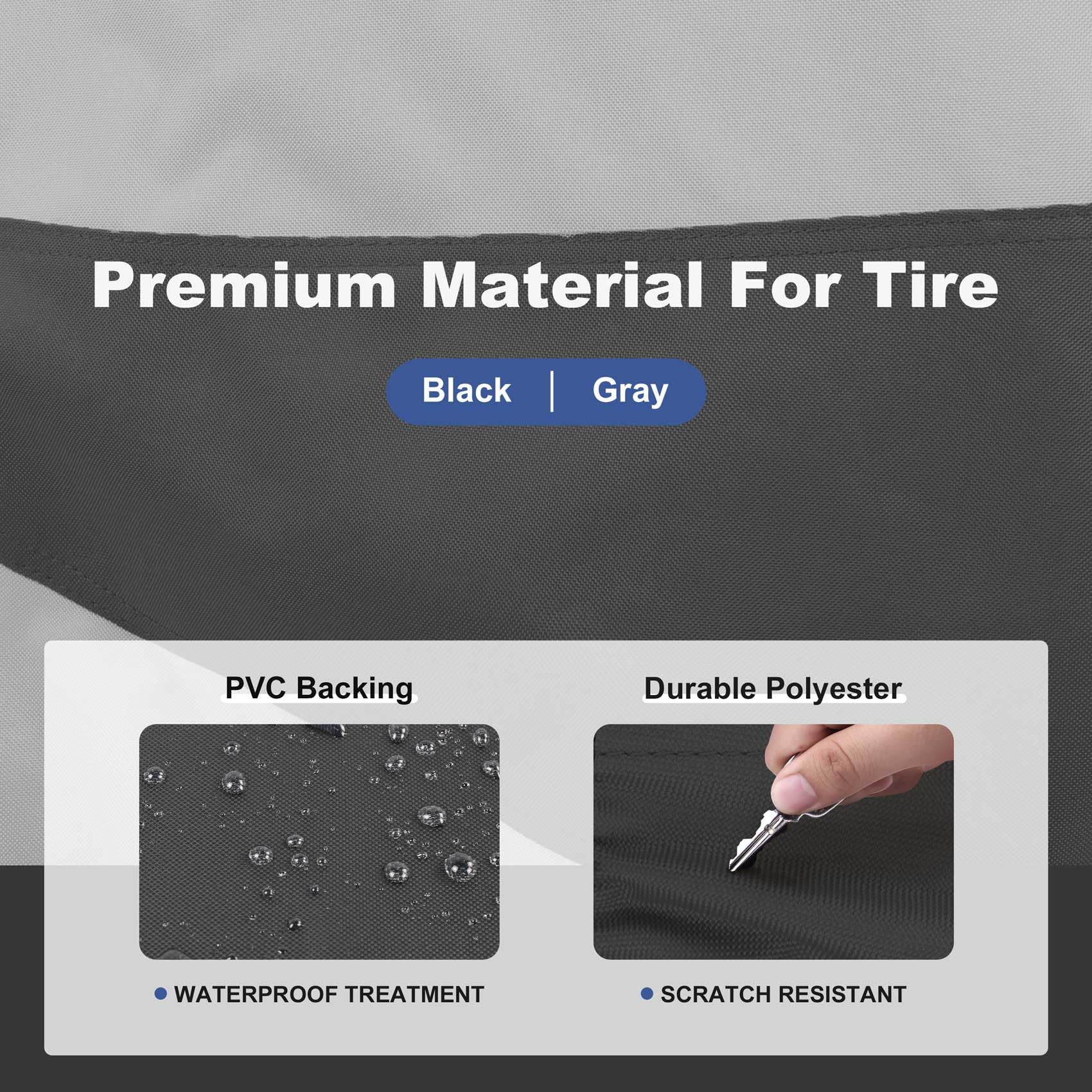 Explore Land Tire Covers 4 Pack - Tough Polyester Protector for 29-31.75" Tires, Black & Gray, Model 10706014