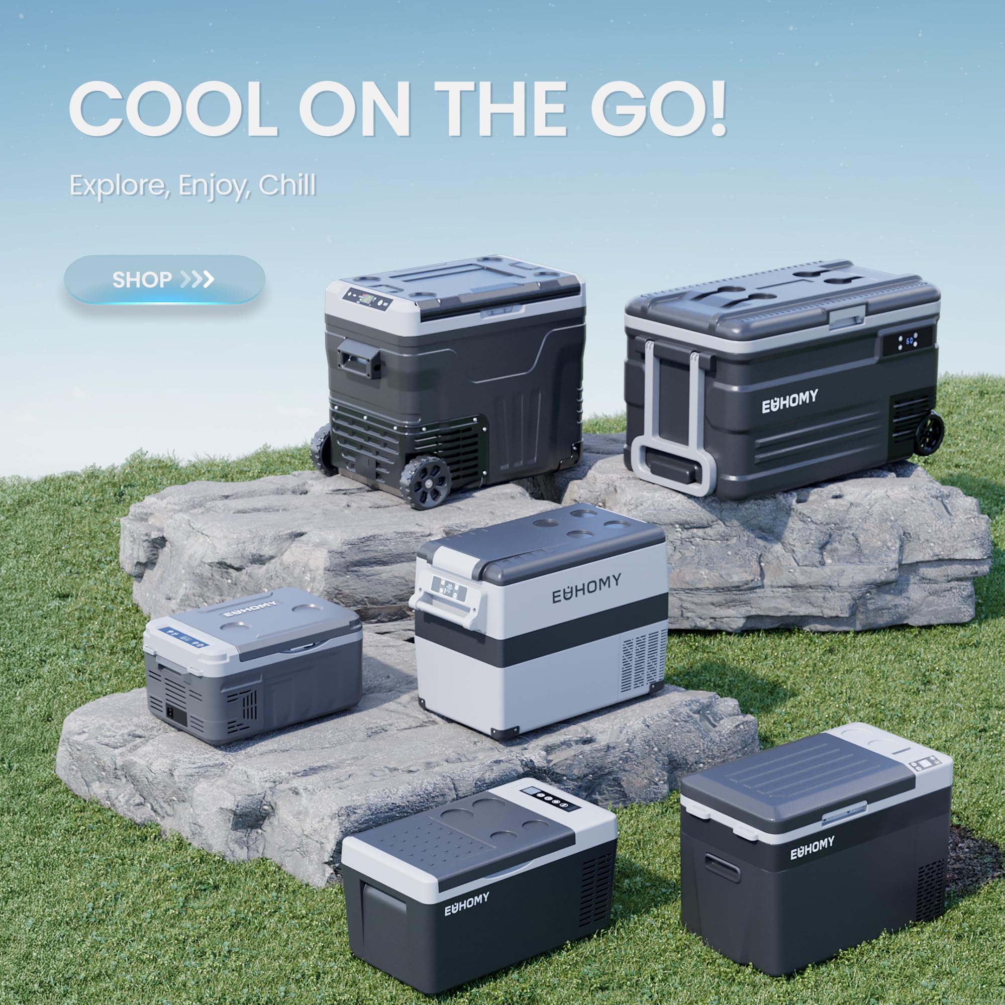 EUHOMY 12 Volt Refrigerator, 48QT Electric Cooler Powered by SECOP, Car Refrigerator -4?~68?, 12V Fridge 12/24V DC 110-240V AC,