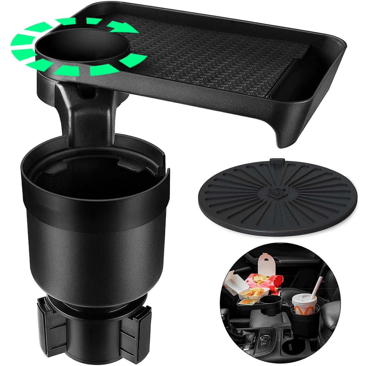 Cup Holder Tray For Car, Drink Holder Expander Compatible With Yeti 20/26/30 Oz Hydro Flasks 32/40 Oz Nalgenes 30/32/38/48 Oz Ca