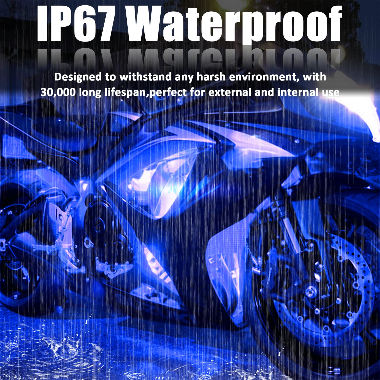 Xtauto Blue 12V 15 Led 30Cm Car Flexible Waterproof Underbody Light Strip Pack Of 20