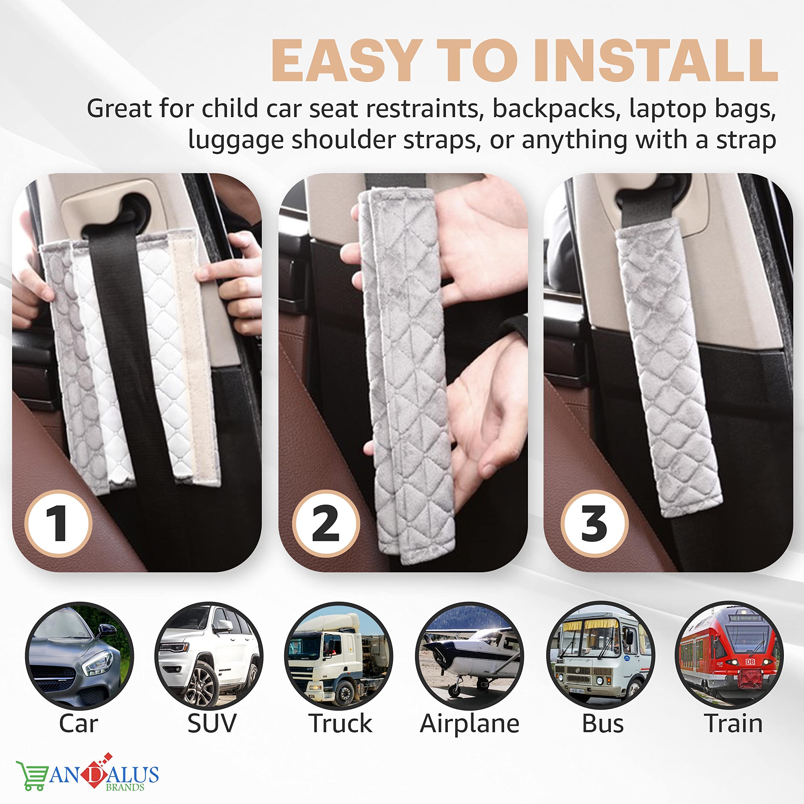 Andalus Soft Seat Belt Cover Pad Pack Of 4, Drive Safely With Our Comfortable Seatbelt Covers, Universal Usage & Fit For All Car