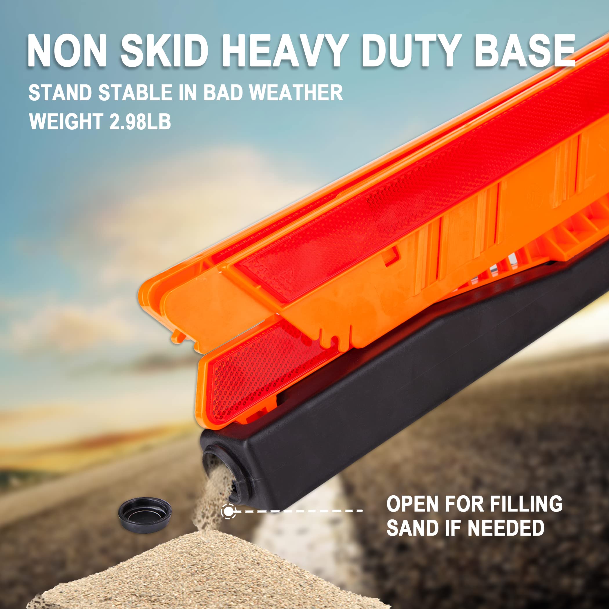 CARTMAN 3 Pack DOT Approved Reflective Warning Triangle Kit - Red, 3PK DOT-SAND FILLED for Road Safety and Emergency Use