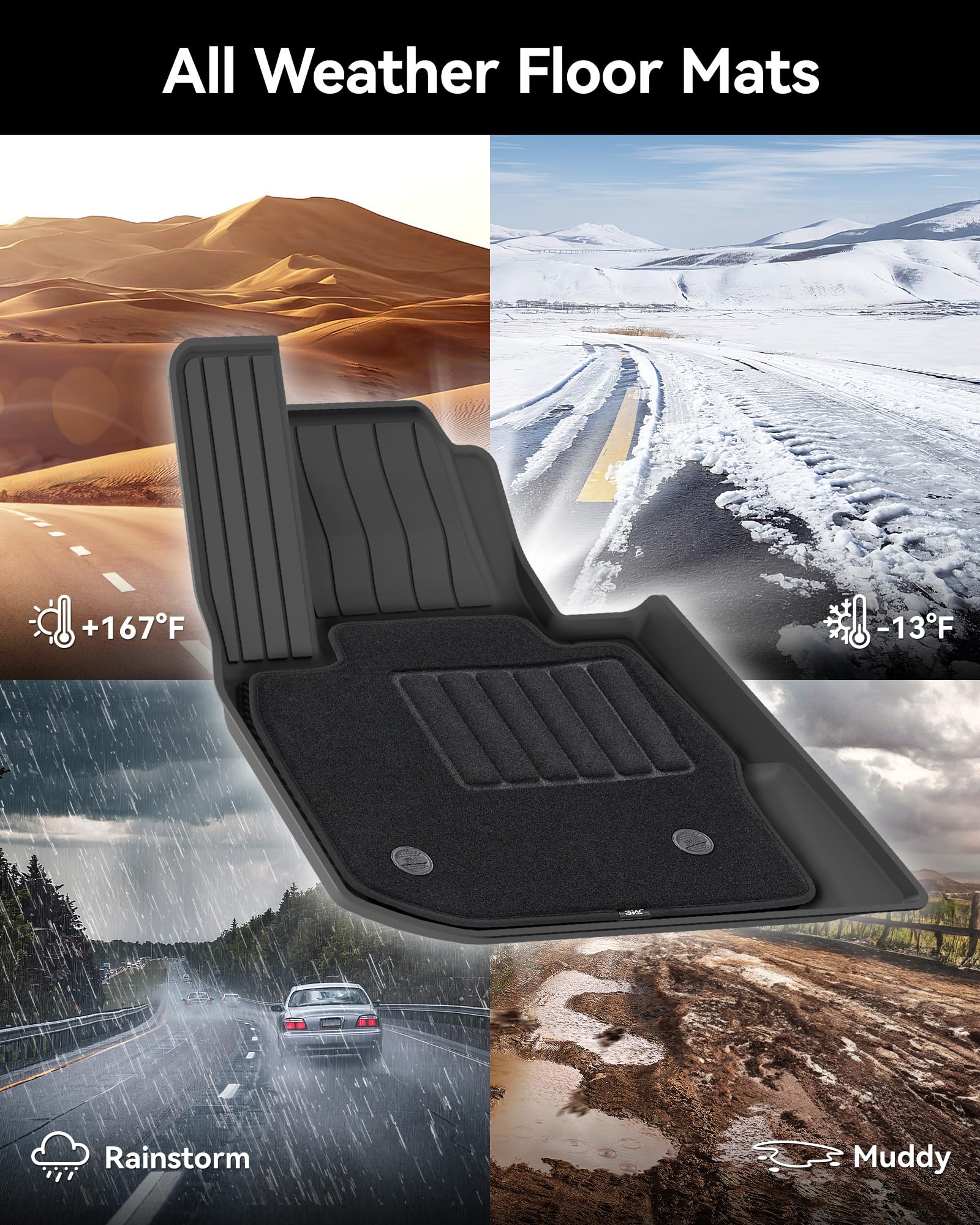 3W Floor Mats & Carpet (1St And 2Nd Rows) Fit For Bmw X3 2018-2025 Tpe All-Weather Harmless Heavy Duty Floor Liner Accessories