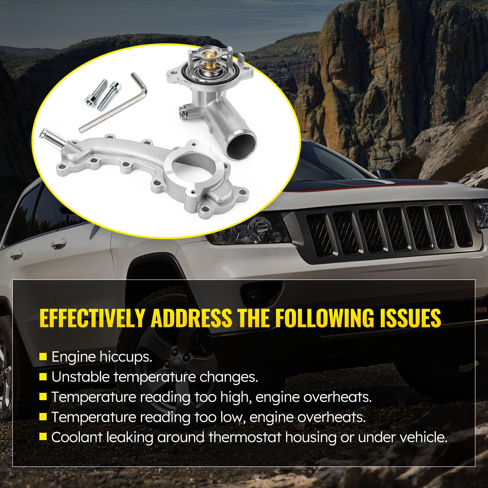 Upgrade Aluminium Thermostat Housing Assembly and Engine Coolant Crossover Water Outlet Pipe for Dodge Durango 2011-2015 Jeep Gr