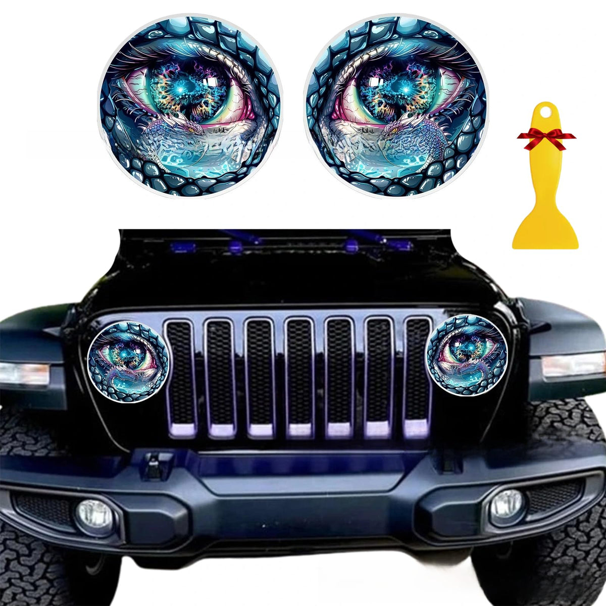 Beast Eyes Headlight Decals Pair, Eye Decals for Jeep Headlights, Round Headlight Decal, 3D Stereo Eyes Headlight Decal Stickers