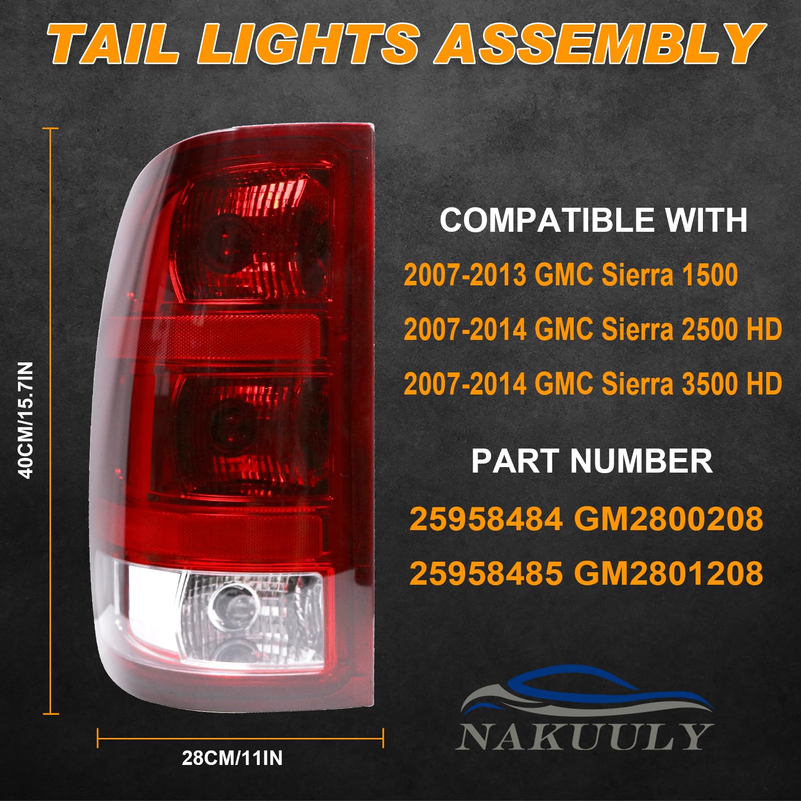 Nakuuly Tail Lights Compatible With 2007-2014 Gmc Sierra 1500 2500Hd 3500Hd Driver And Passenger Side Taillights Brake Signal As