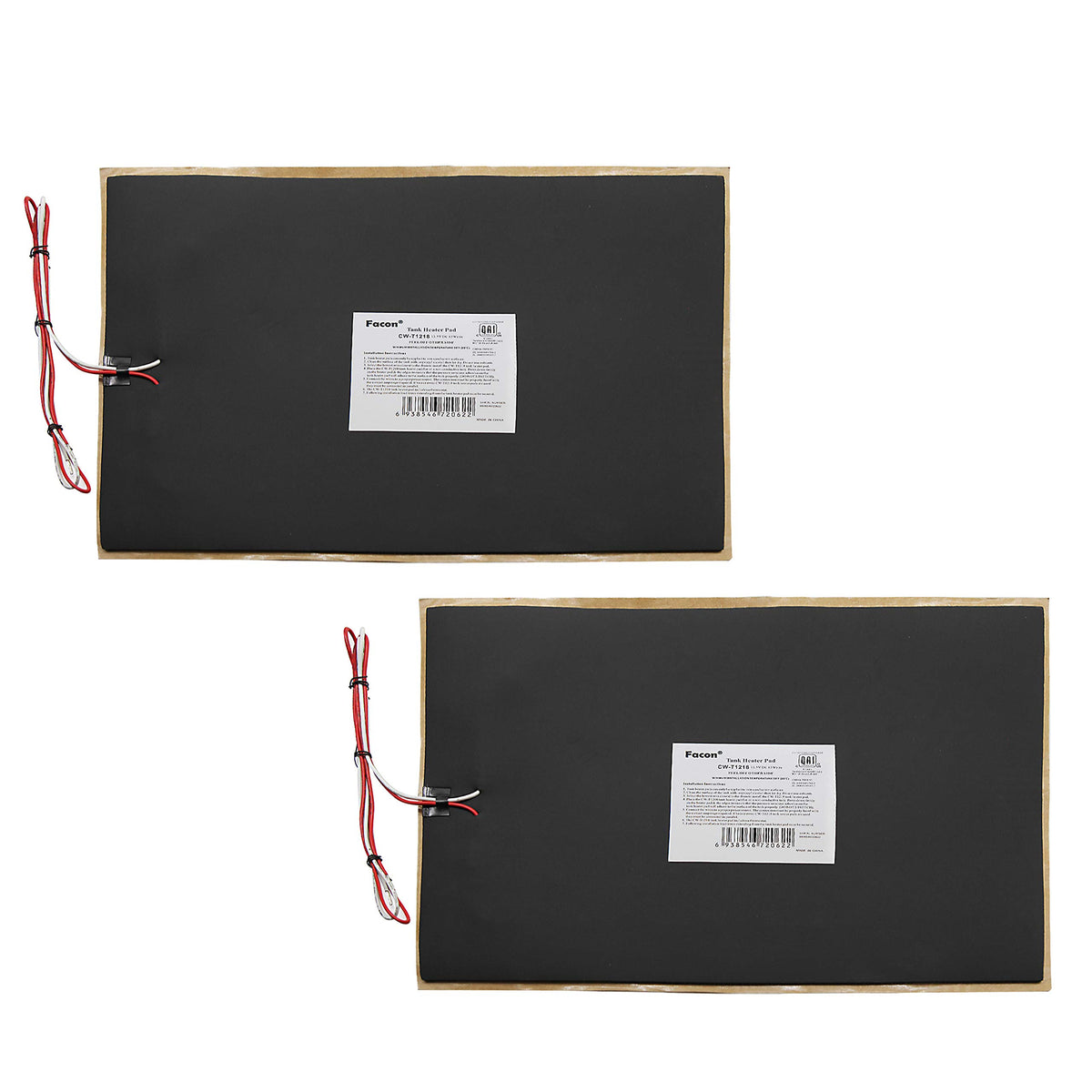 Facon 2Pack Rv Tank Heater Pads With Thermostat, 12' X 18', 13.5V Dc, Qai Certified, Prevents Freezing For Fresh, Grey, Black Water Tanks, 50 Gallon Capacity, Easy Installation, Energy Efficient