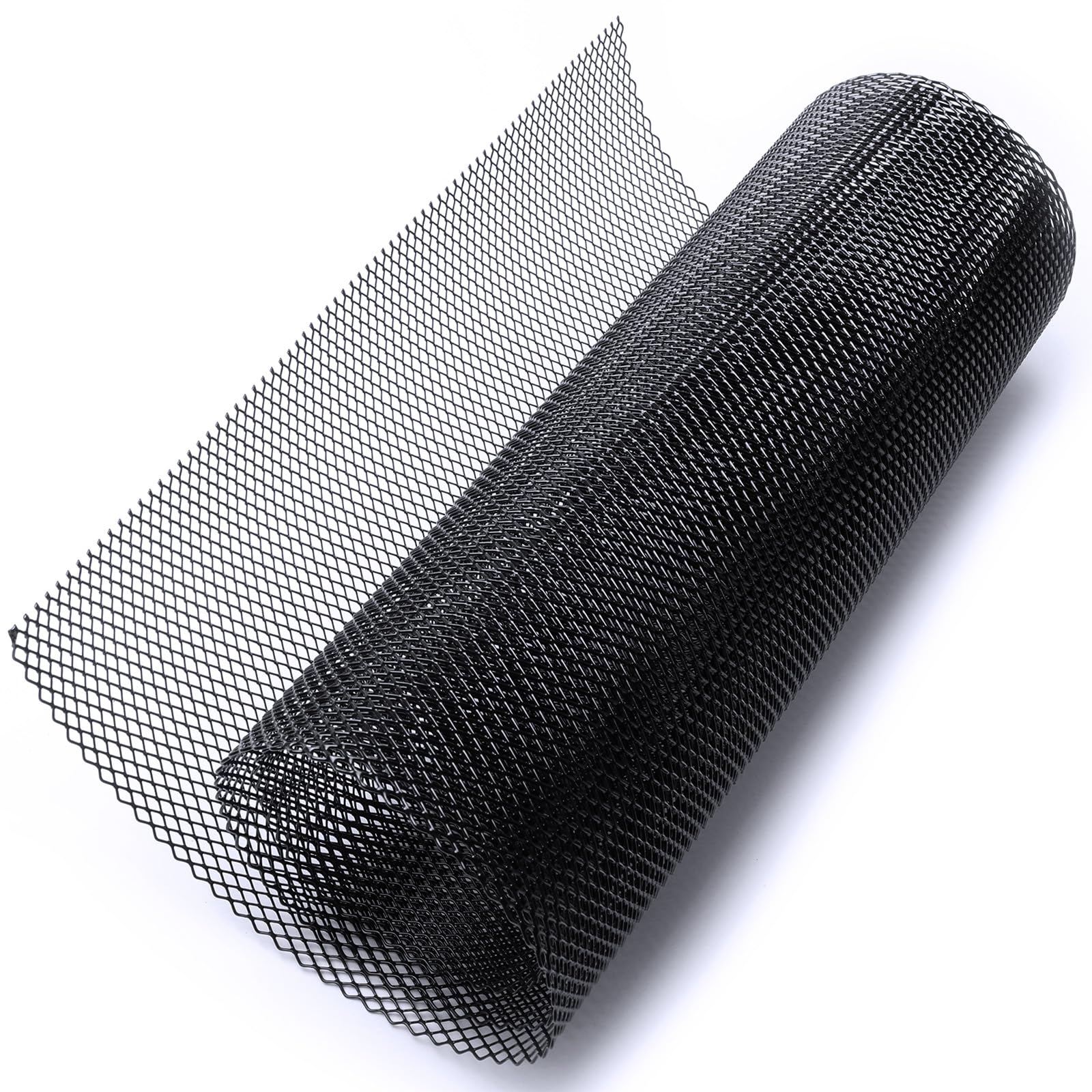 AICARS 47''  16 Car Grill Mesh Metal Mesh 120x40cm Expanded Metal Sheet Made of Black Painted Aluminum Alloy with 4x8mm Rhombic 