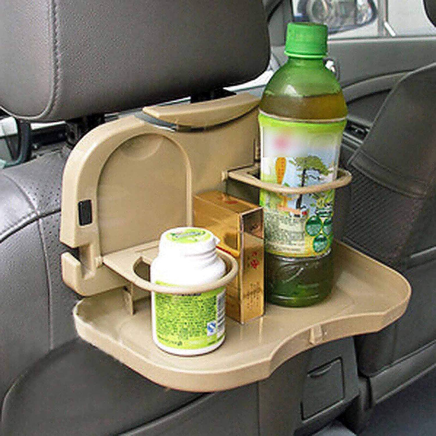 FosCadit Mini Car Backseat Food Tray with Bottle Cup Holder Multifunction Folding Car Back Seat Table Drink Food Cup Tablet Tray