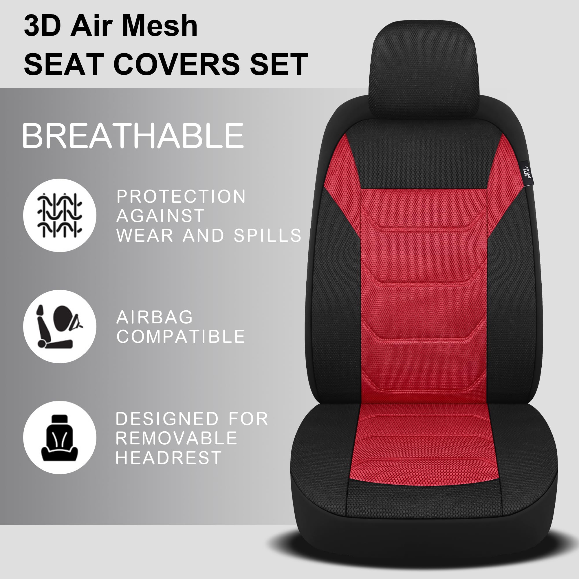 Pariiaotin 3D Air Mesh Car Seat Cover Front Sets Washable and Breathable Premium Cloth Automotive Vehicle Seat Covers for Cars I