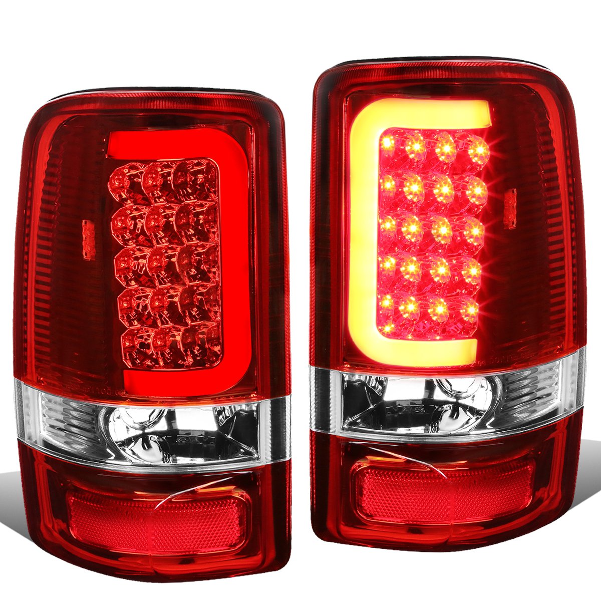 Dna Motoring Tl-Gmcde00-Led-Rd3D-Ch-Rd Led 3D Tail Light Assembly Driver & Passenger Side [Compatible With 00-06 Yukon Xl / 00-0