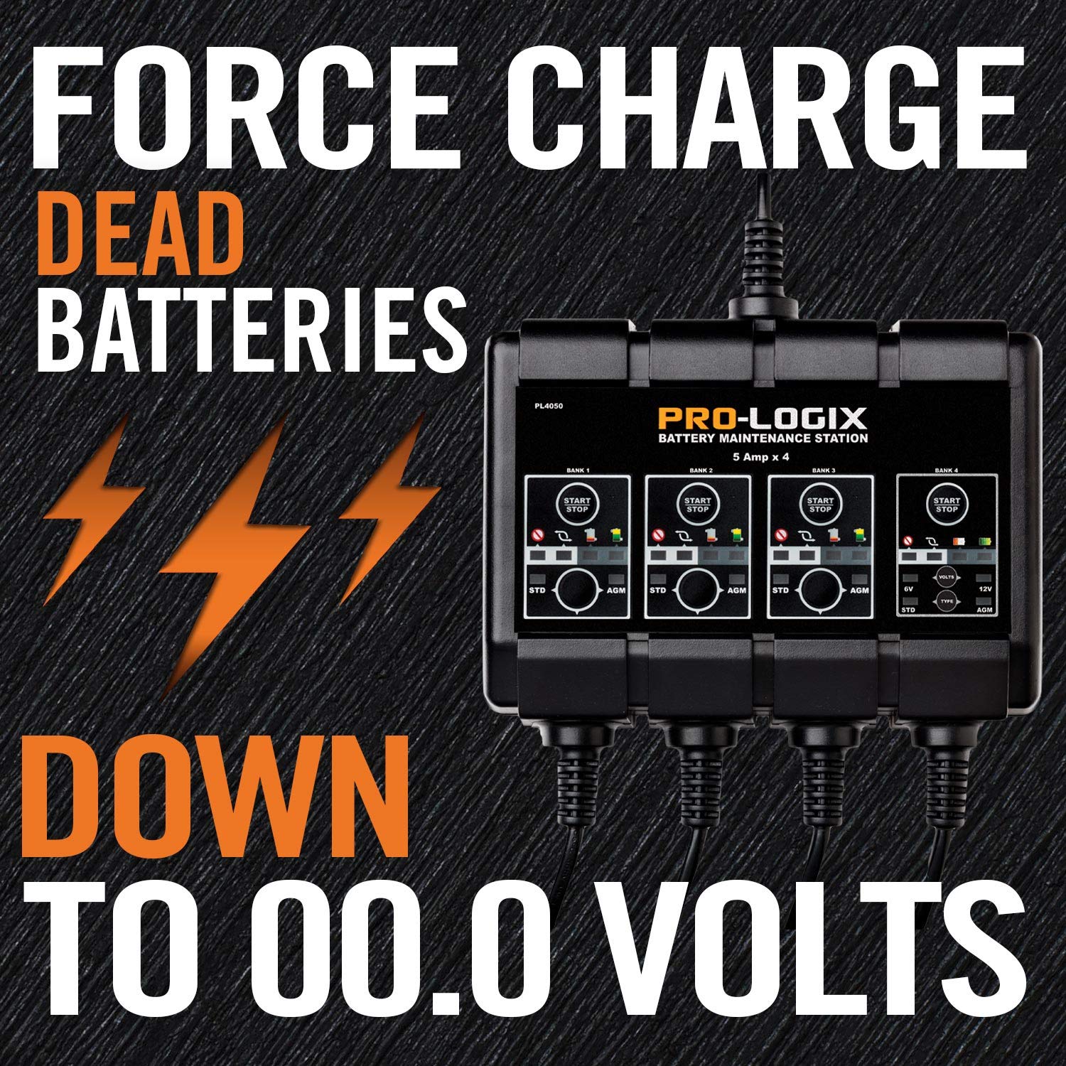 Clore Automotive Pl4050, Pro-Logix 4-Bank, 20-Amp (5-Amp Per Bank) Fully-Automatic Smart Charger, 6V And 12V Battery Charger, Ba