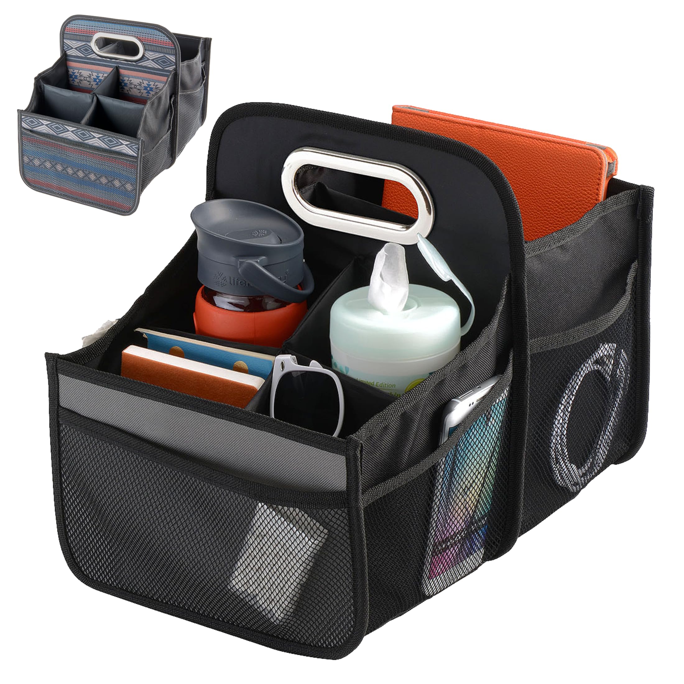 High Road Car Caddy With Cup Holders - Front Seat Organizer For Drivers Or Back Seat Organizer For Kids - Portable Car Organizer
