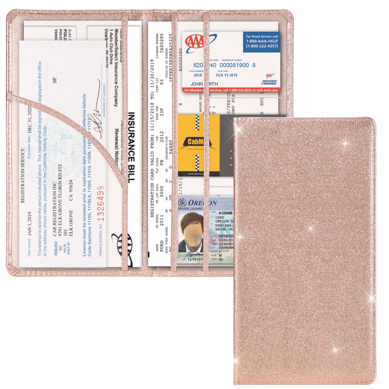 Cacturism Car Registration And Insurance Holder, Car Accessories Vehicle Glove Box Car Organizer Men Women Wallet Case With Magn