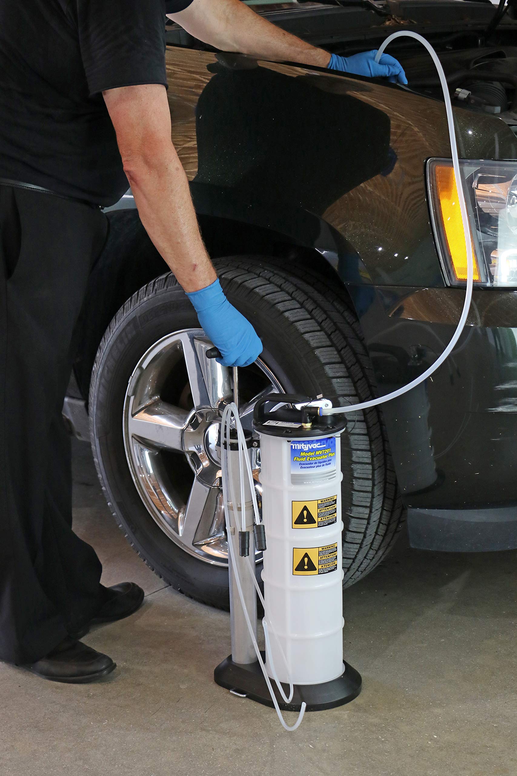 Mityvac 7201 2.3 Gallon Fluid Evacuator Extractor and Dispensing Pump, Push Button, Manual Operation, Chemical-Resistant Polyeth