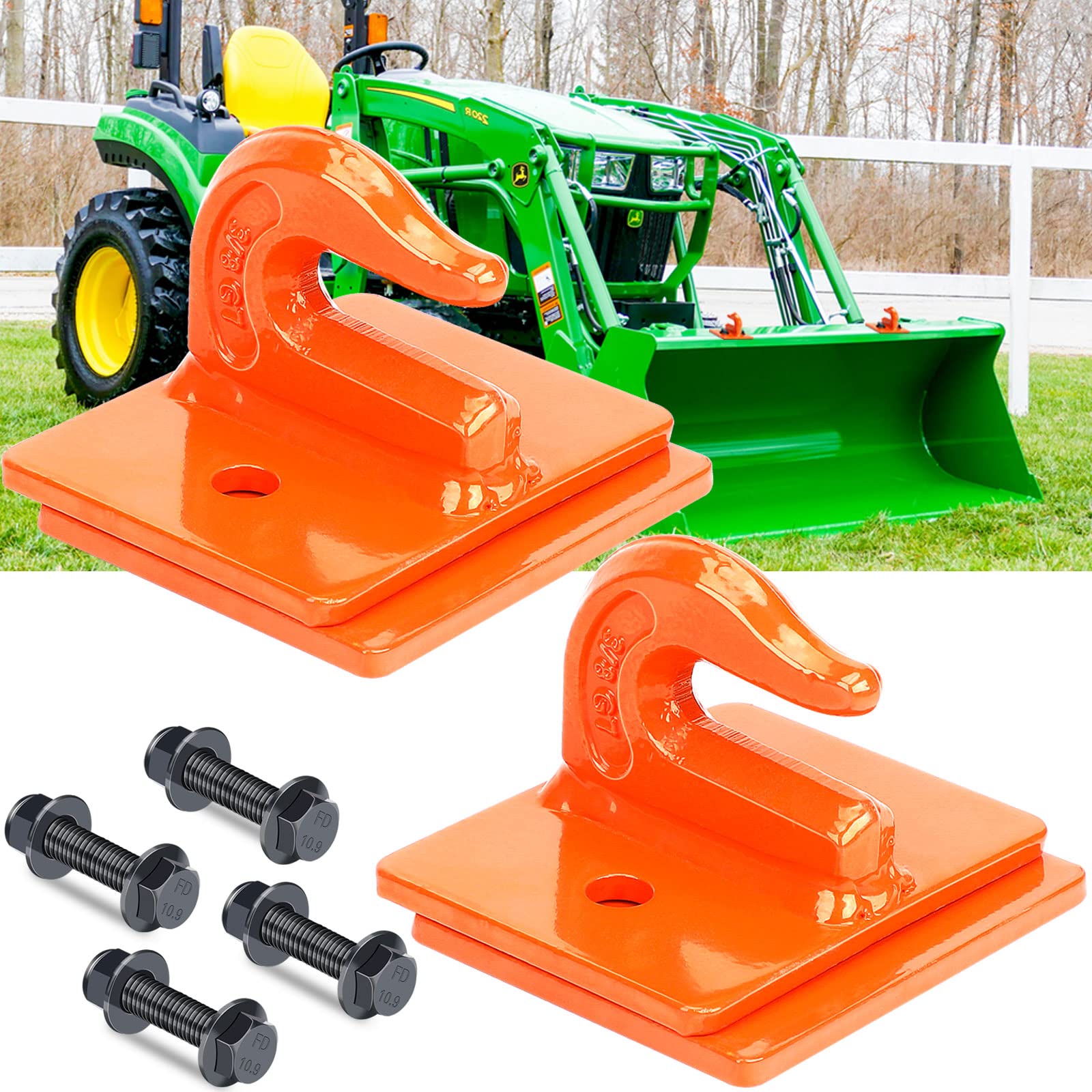 Autobots Tractor Bucket Hooks 3/8'' (2 Pack),Max 15,000 Lbs, Bolt On Hooks For Tractor Bucket,Heavy Duty Grab Hook Tow Hook,Indi