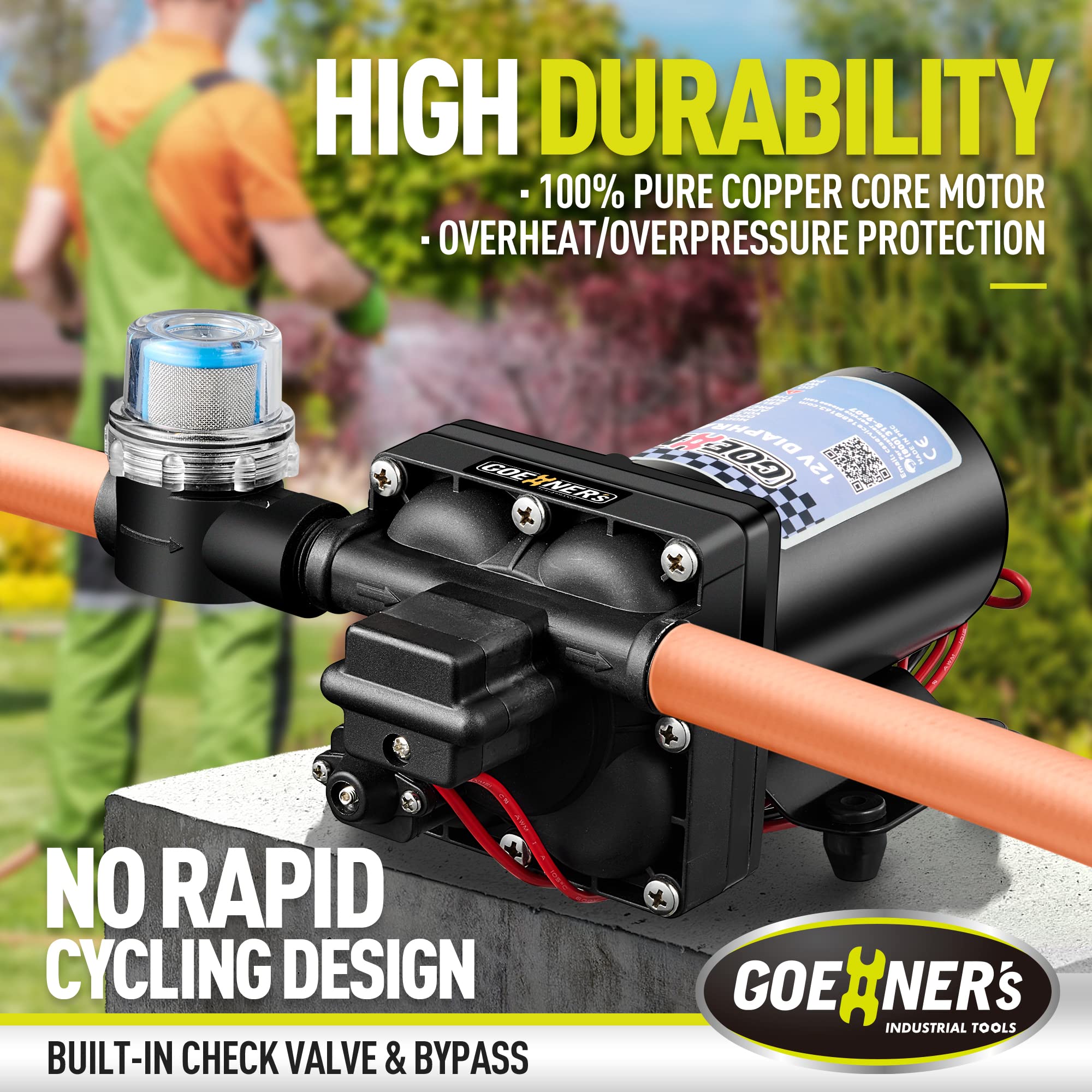 [Upgraded Version] Rv Fresh Water Pump, 12V Dc 6Gpm 70Psi Self-Priming Diaphragm With Pressure Switch And Strainer For Rv, Marin