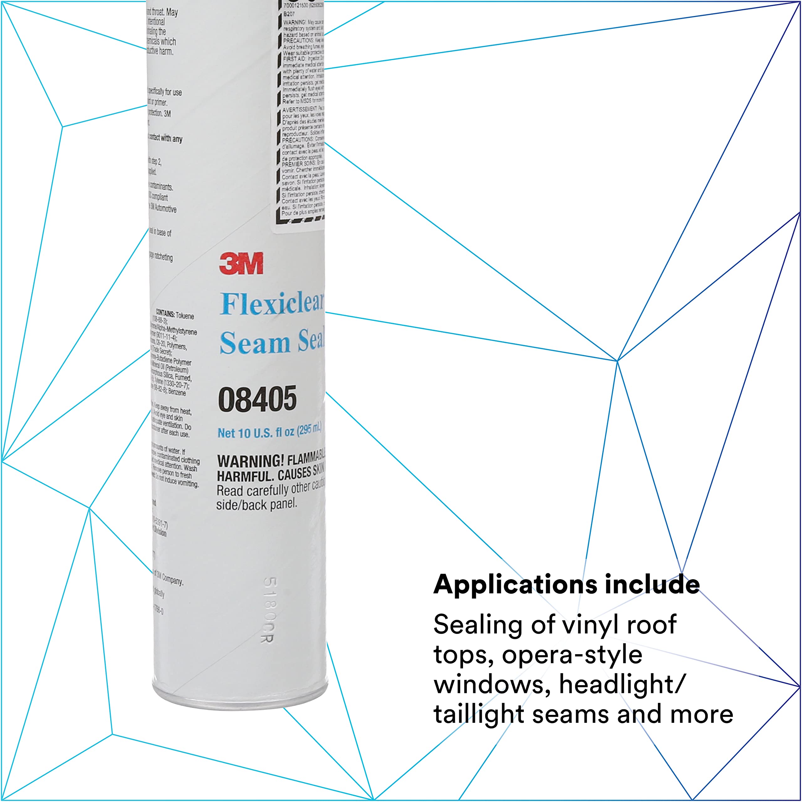 3M Flexiclear Body Seam Sealer, 08405, Medium-Bodied, Low Modular Sealer, 1/10 Gal/10 Fl Oz Cartridge