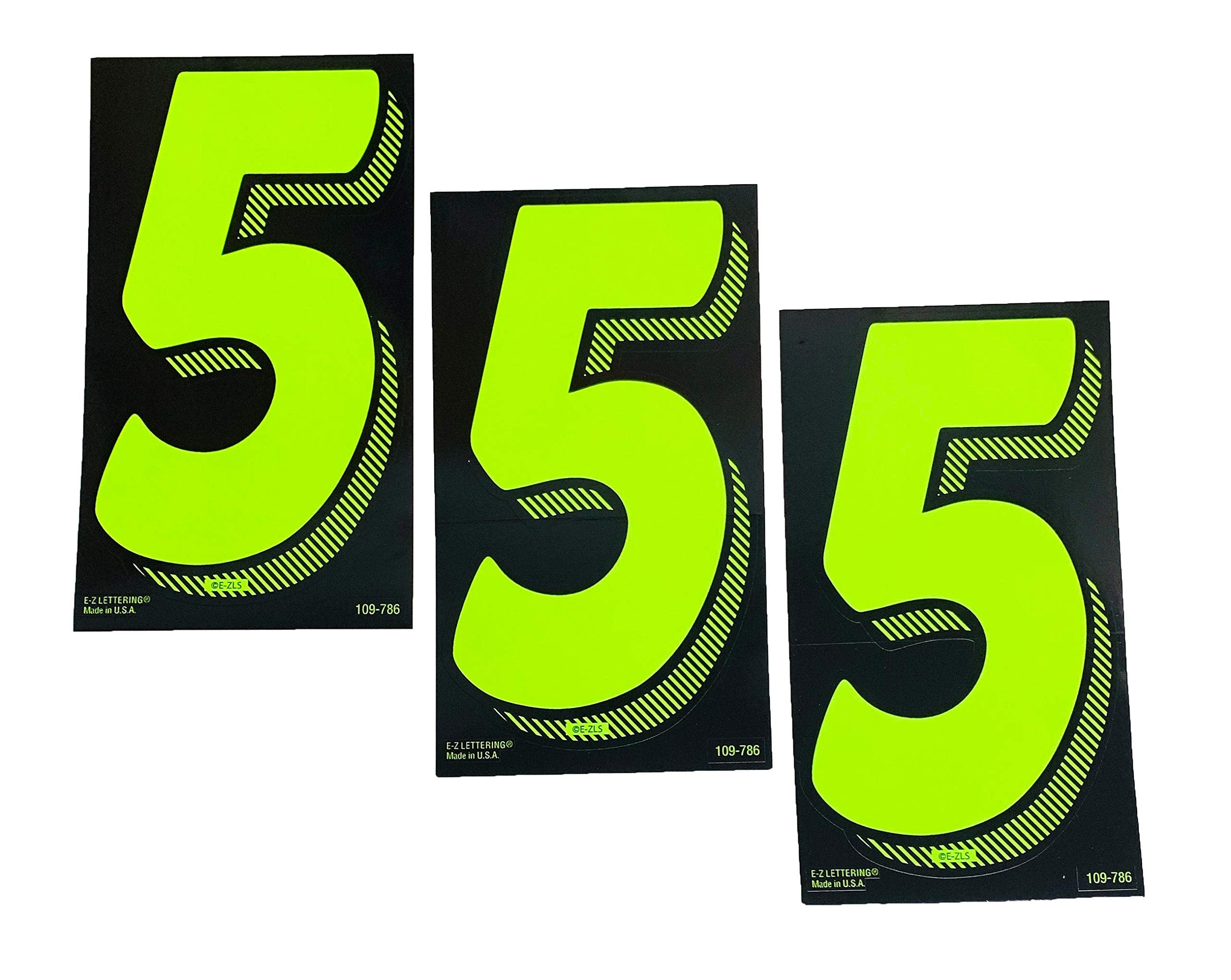 EZ Line Vinyl Decals for Cars Chartreuse Large Number Stickers Windshield Pricing Number (Number 5)