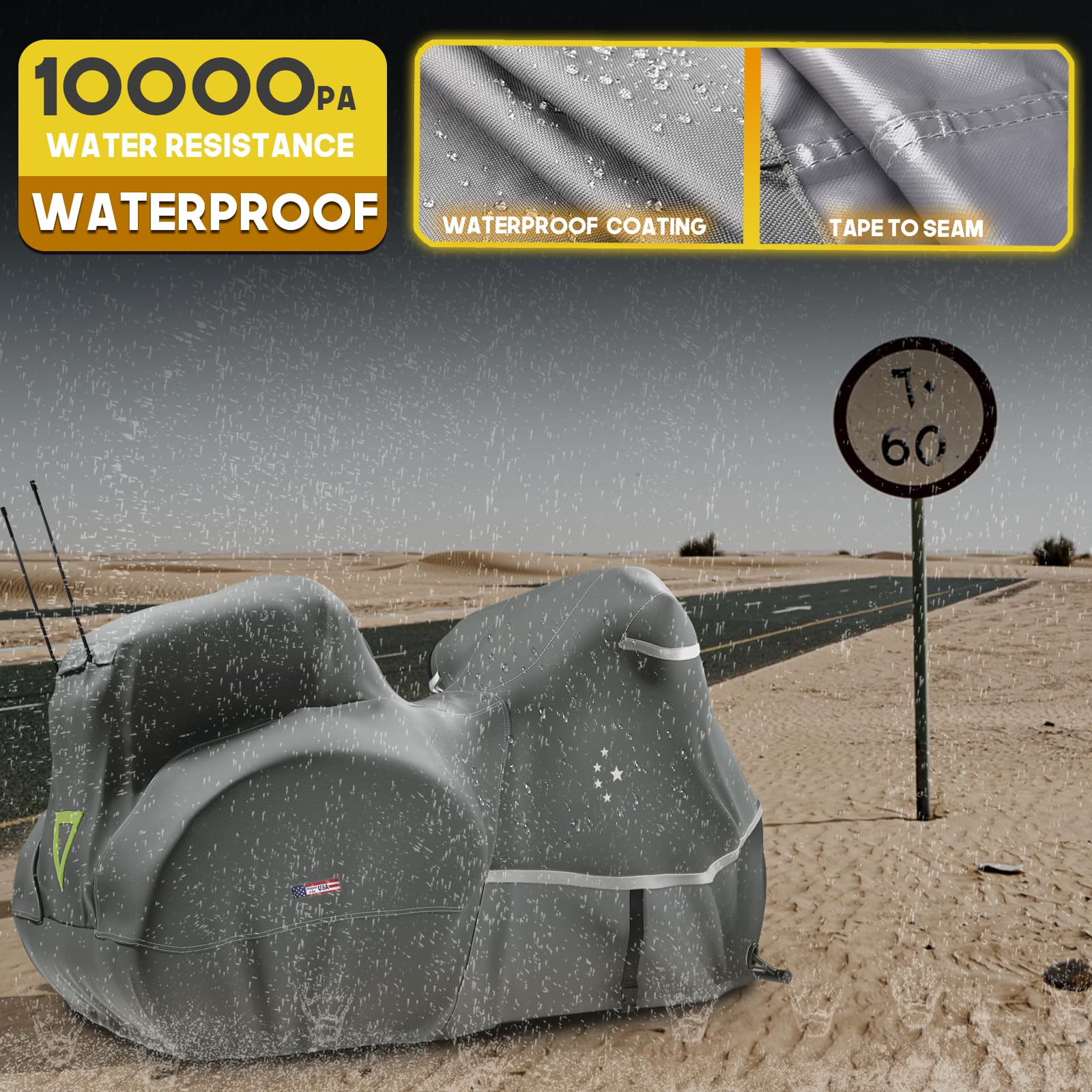 Motorcycle Cover With Side+Top Box Li Libzaki Heavy Duty 600D Waterproof For Touring Models Harley Davidson Ultra Limited,Road G