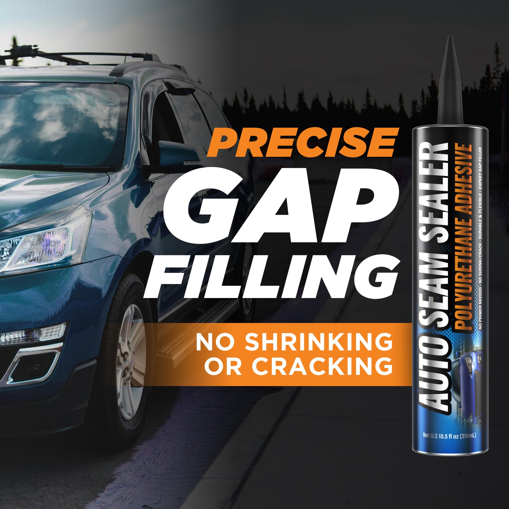 [Black] Professional Automotive Seam Sealer, Paintable Quick-Set Polyurethane Auto Body Seam Sealer for Metal Surfaces of Cars,