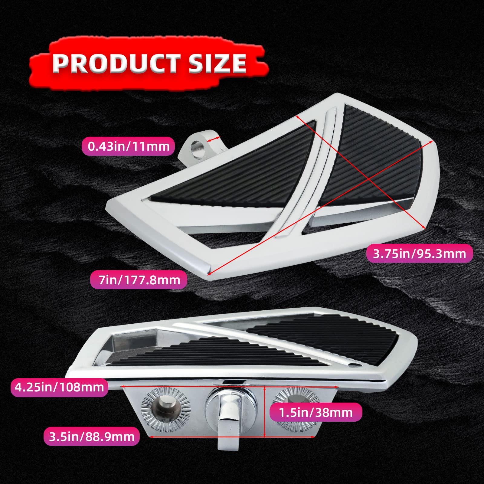 Fatecim Motorcycle Foot Pegs Pedals Rests Highway Mini Boards Driver Passenger Mini Floorboards Male Mount For Harley Dyna Fat Bob Touring Road Glide Street Glide Sportster 883 Fat Boy Chrome