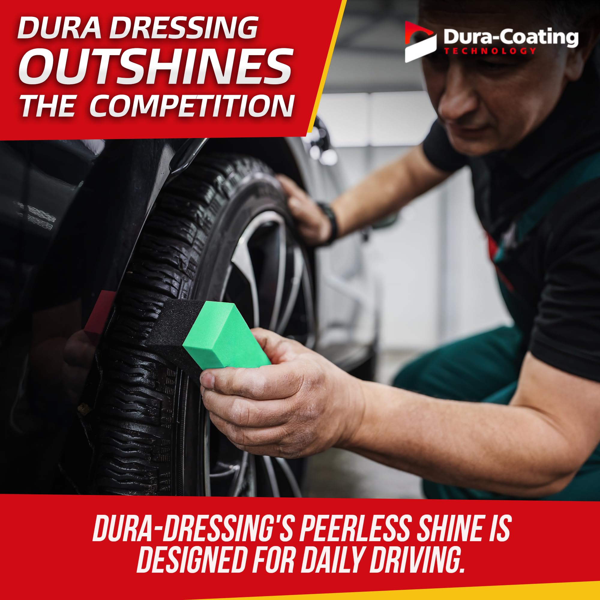 DURA-COATING TECHNOLOGY Dura-Dressing Total Tire Kit - Single Car Tire Dressing & Cleaning Kit Made in USA for a Perfect Shine