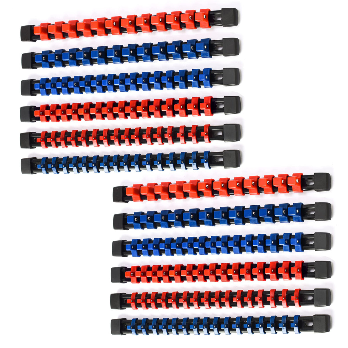 Aloanes 12 Pc Abs Socket Organizer,1/2 Inch, 3/8 Inch, And 1/4 Inch Drive Socket Rail Holders, Heavy Duty Socket Racks, Black Ra