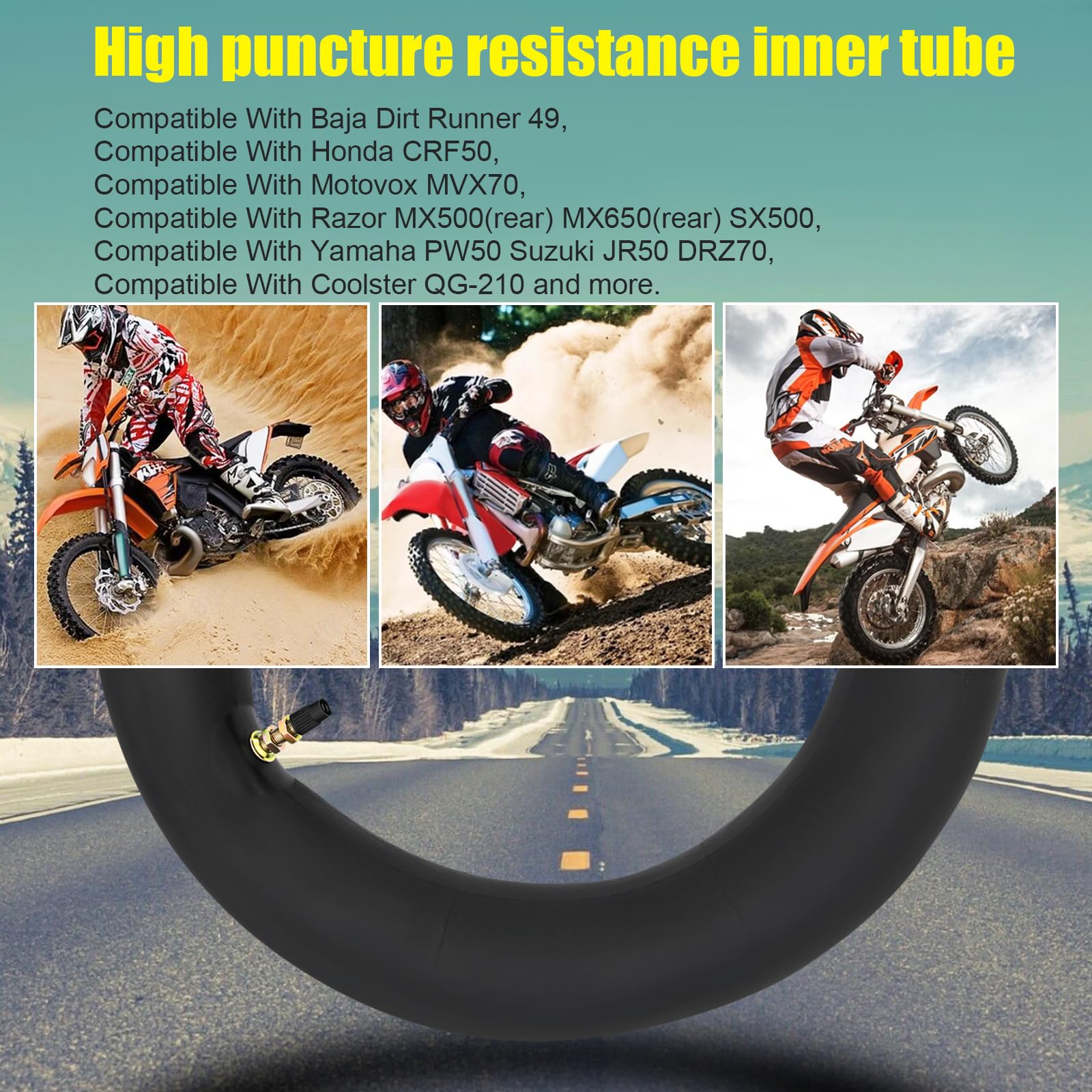 2.50/2.75-10 Motorcycle Dirt Bike Replacement Inner Tubes(2Pcs) Compatible With Honda Crf50 Xr50,Razor Mx500 Mx650,Yamaha Pw50,S