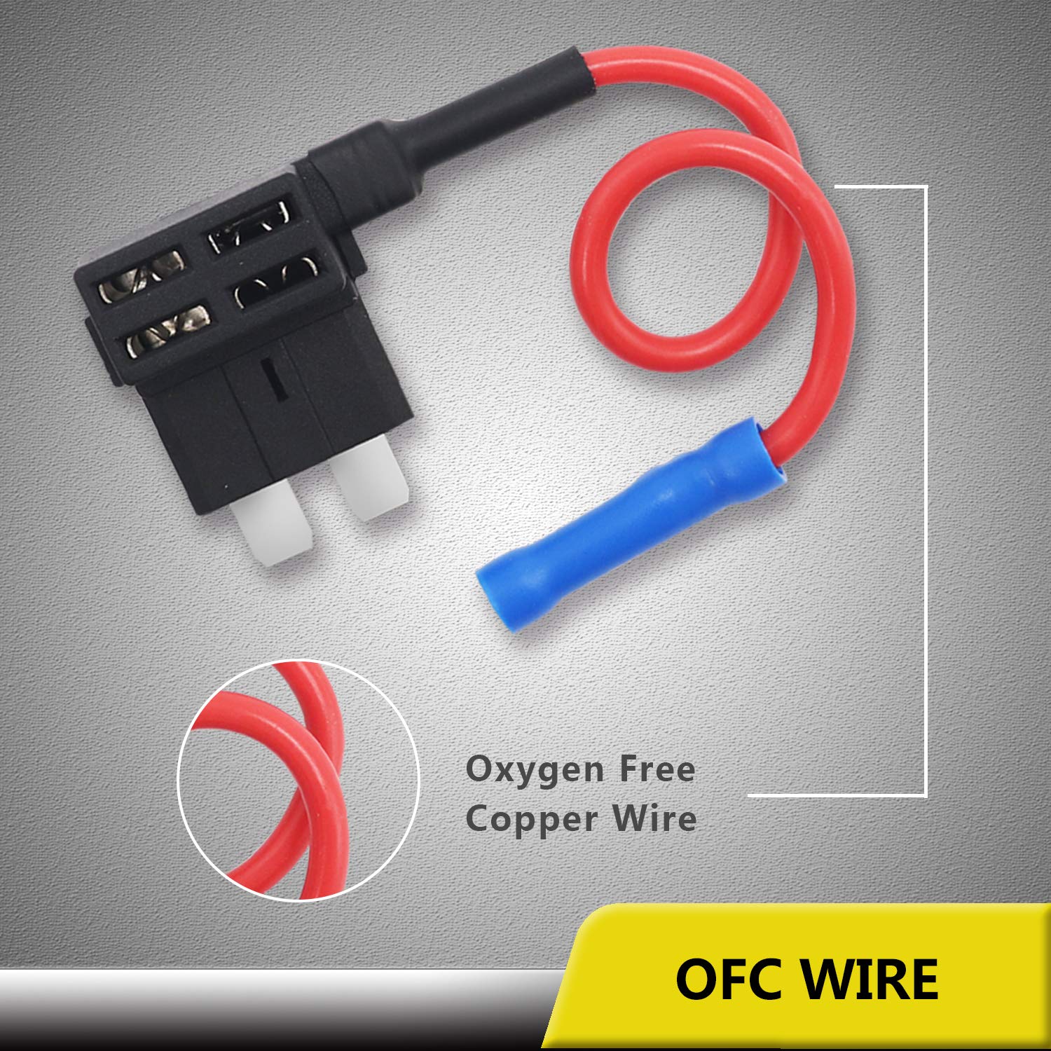 Recoil Ft1-10 10 Pack 12V Car Add-A-Circuit Fuse Tap Adapter Ato Atc Blade Fuse Holder With 10Pcs 10A,20A Fuses