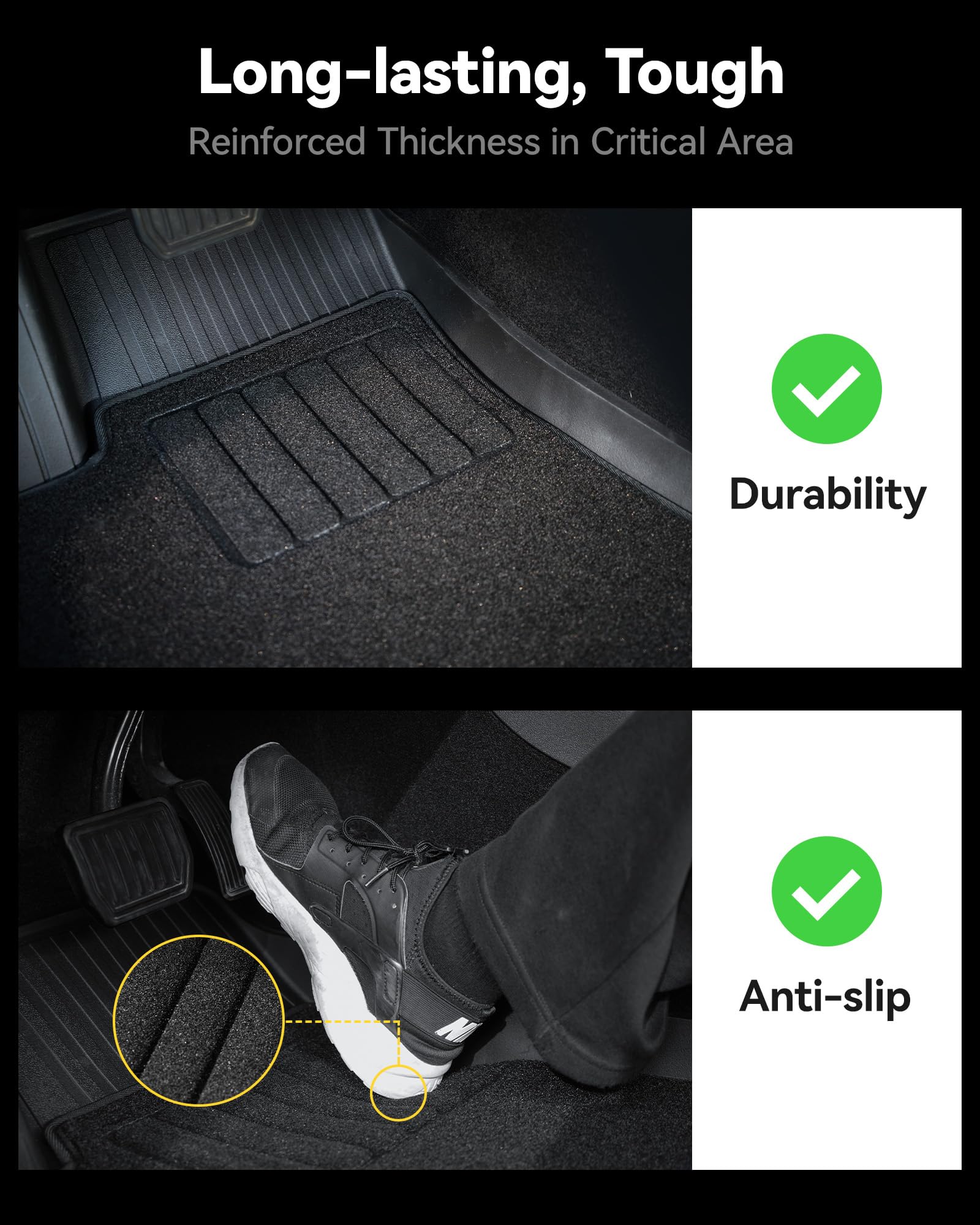 3W Dodge Ram 1500 Floor Mats & Fornt Carpet For 2019-2024 With Original Storage Under Rear Seat All Weather Floor Liner Car Acce