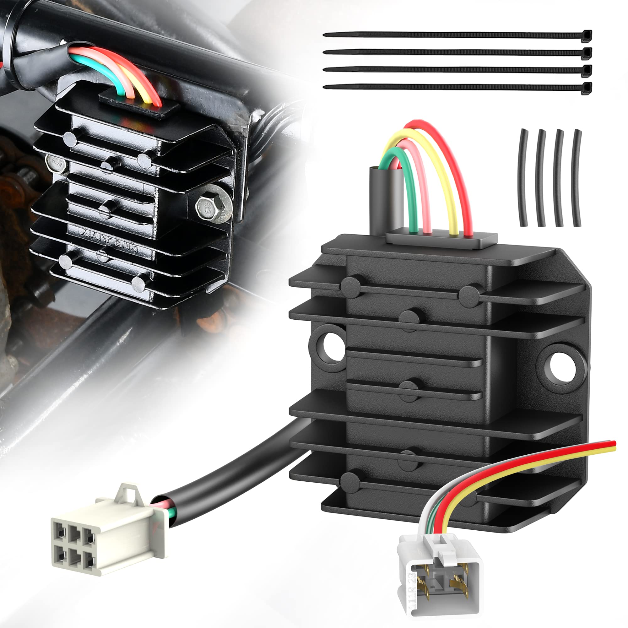 RUTU 4 Wire full wave Universal Voltage Regulator Rectifier Replacement - Boat Motor, Motorcycle, GY6 50 150cc Scooter, Moped, G