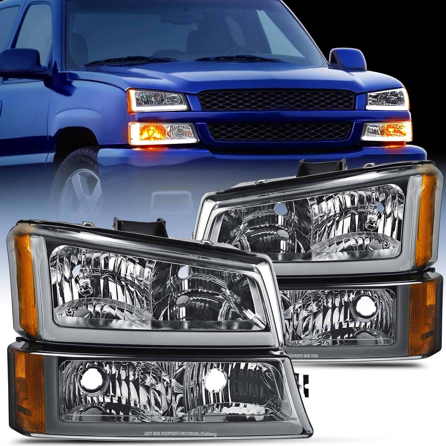 Nilight Headlights Assembly For 03 04 05 06 Chevy Silverado Avalanche 1500 2500 3500/07 Chevrolet Silverado Classic Headlamp, Sm