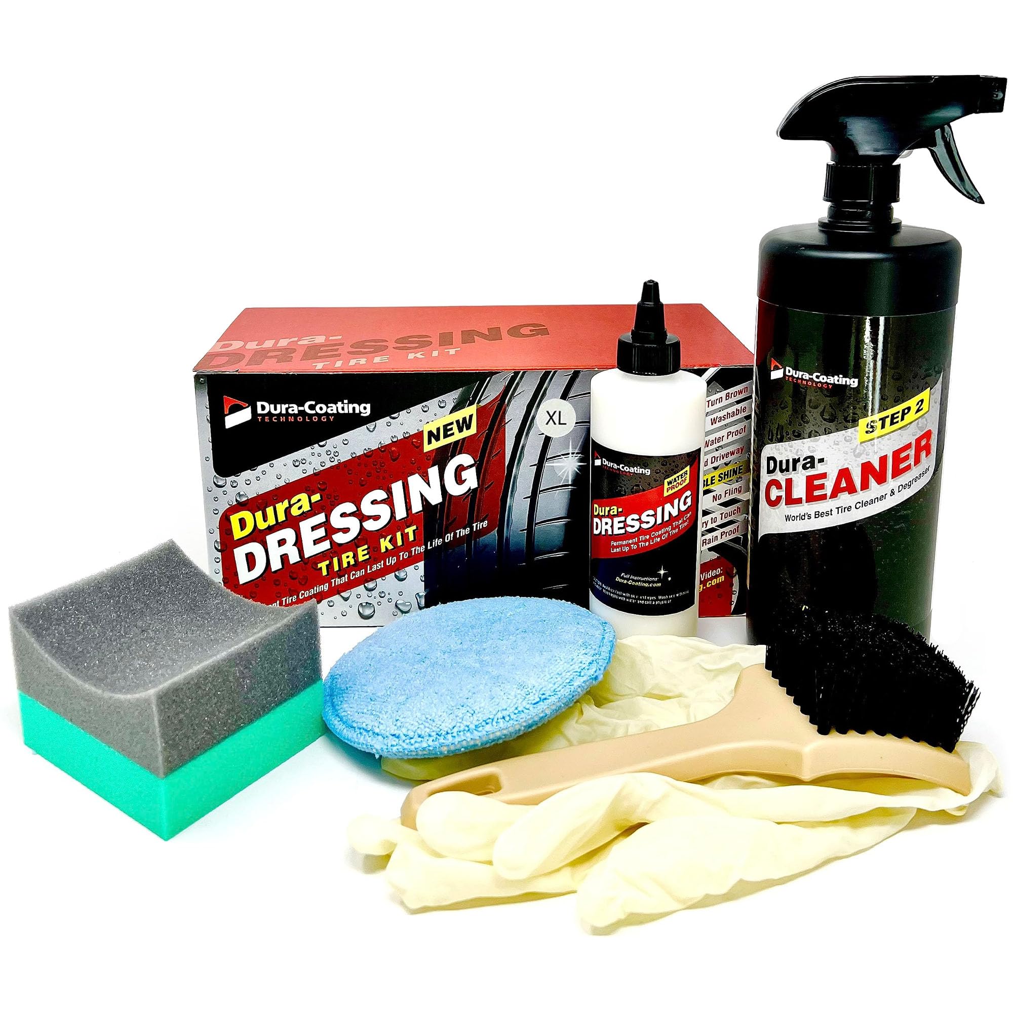 Dura-Dressing Xl Total Tire Kit - Double Size Car Kit - Tire Dressing, Cleaning And Restoration Kit For Cars - High Gloss Coatin