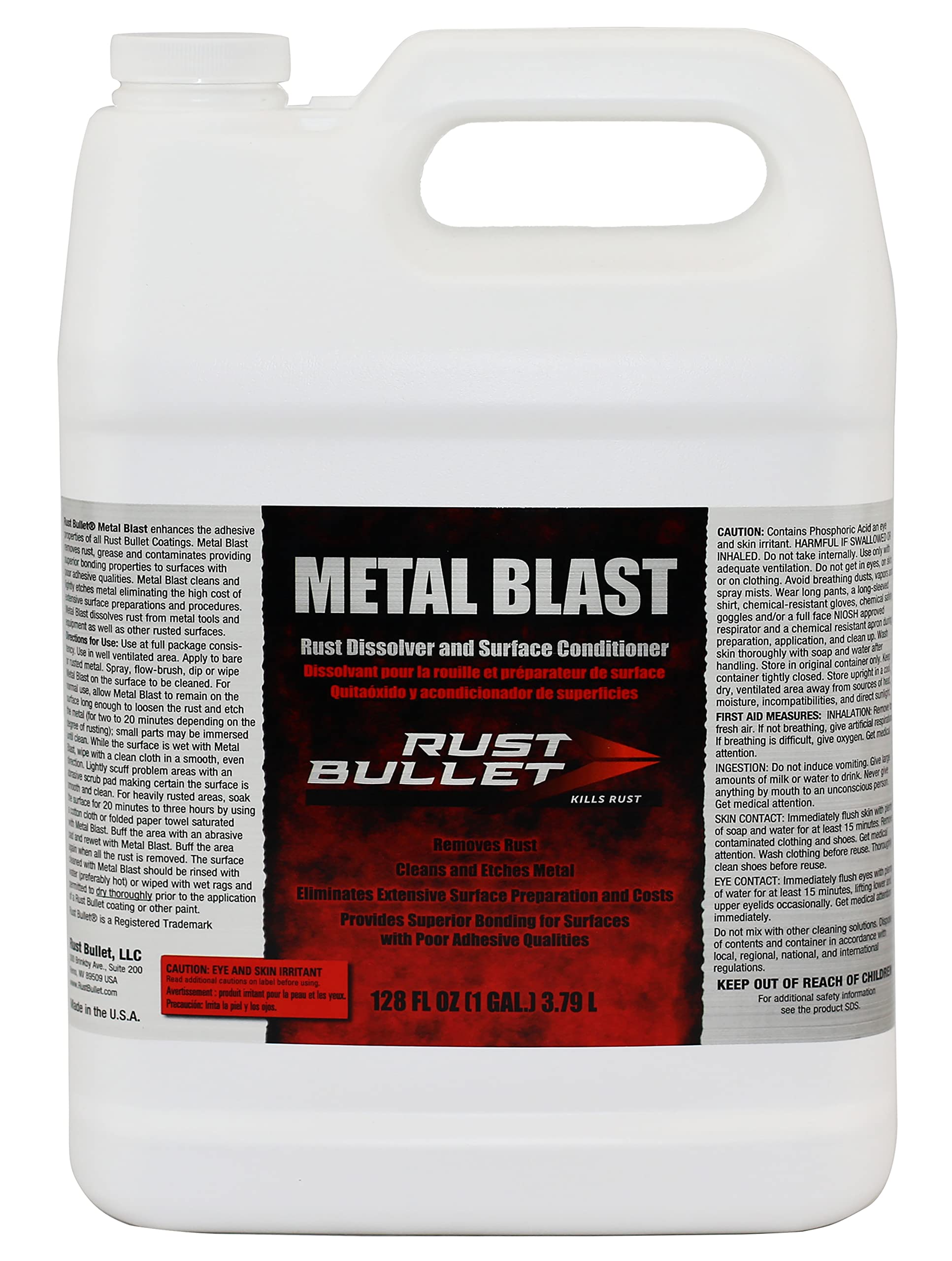 Rust Bullet Metal Blast - 1 Gallon - Rust Remover & Metal Prep, Cleaner & Conditioner For Superior Adhesion, Eliminates Grease,