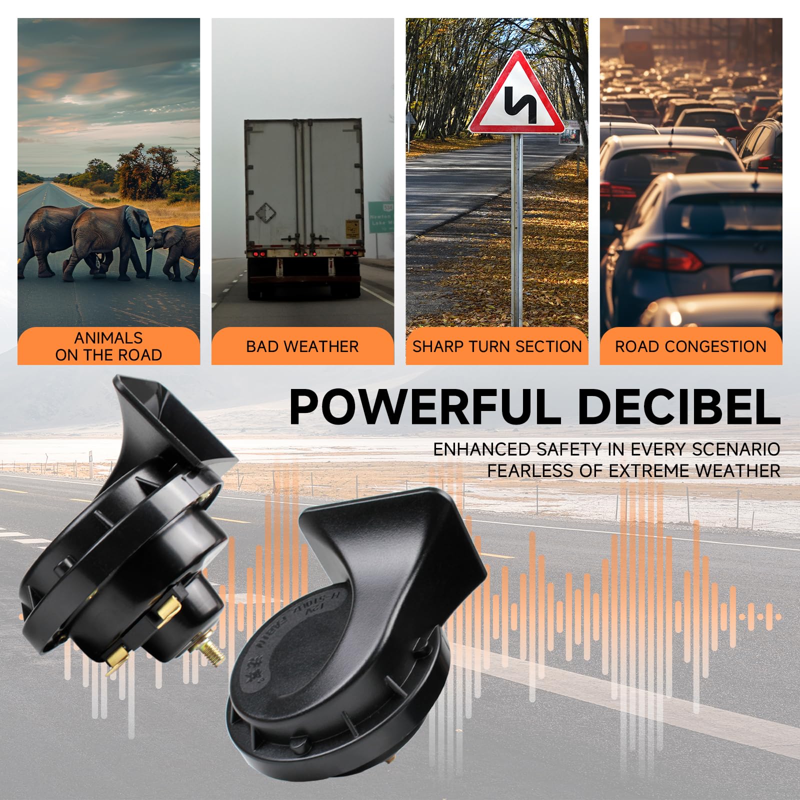 Farbin 4Pcs Loud Train Horn For Truck Car, Super Loud Car Horns 12V Waterproof Auto Horns, Electric 12V High And Low Tone Horn R