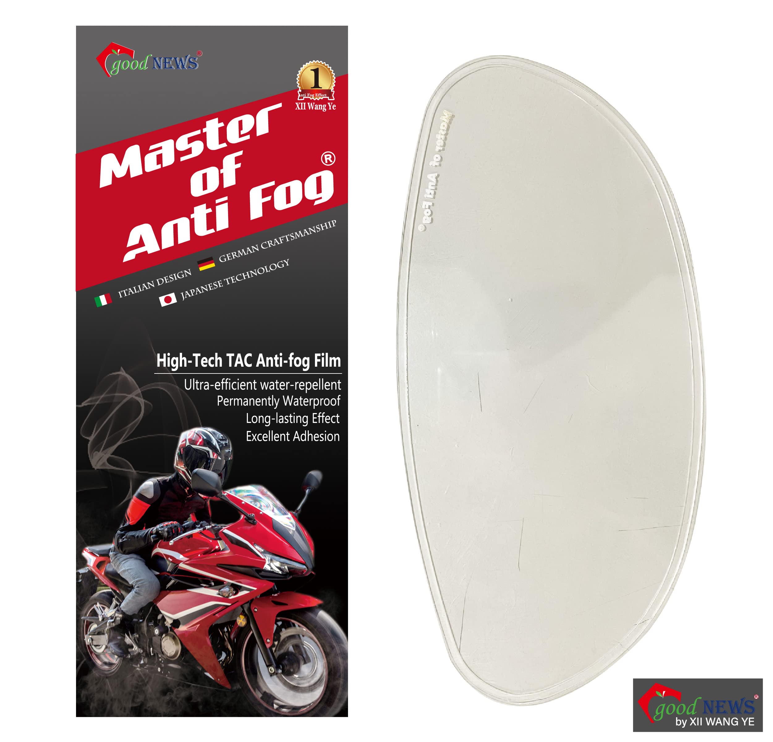 Xii Wy Universal Motorcycle 3/4 Open Face Helmet Shield Anti Fog Film,Clear Visor Lens Insert Fog Resistant Waterproof Sticker