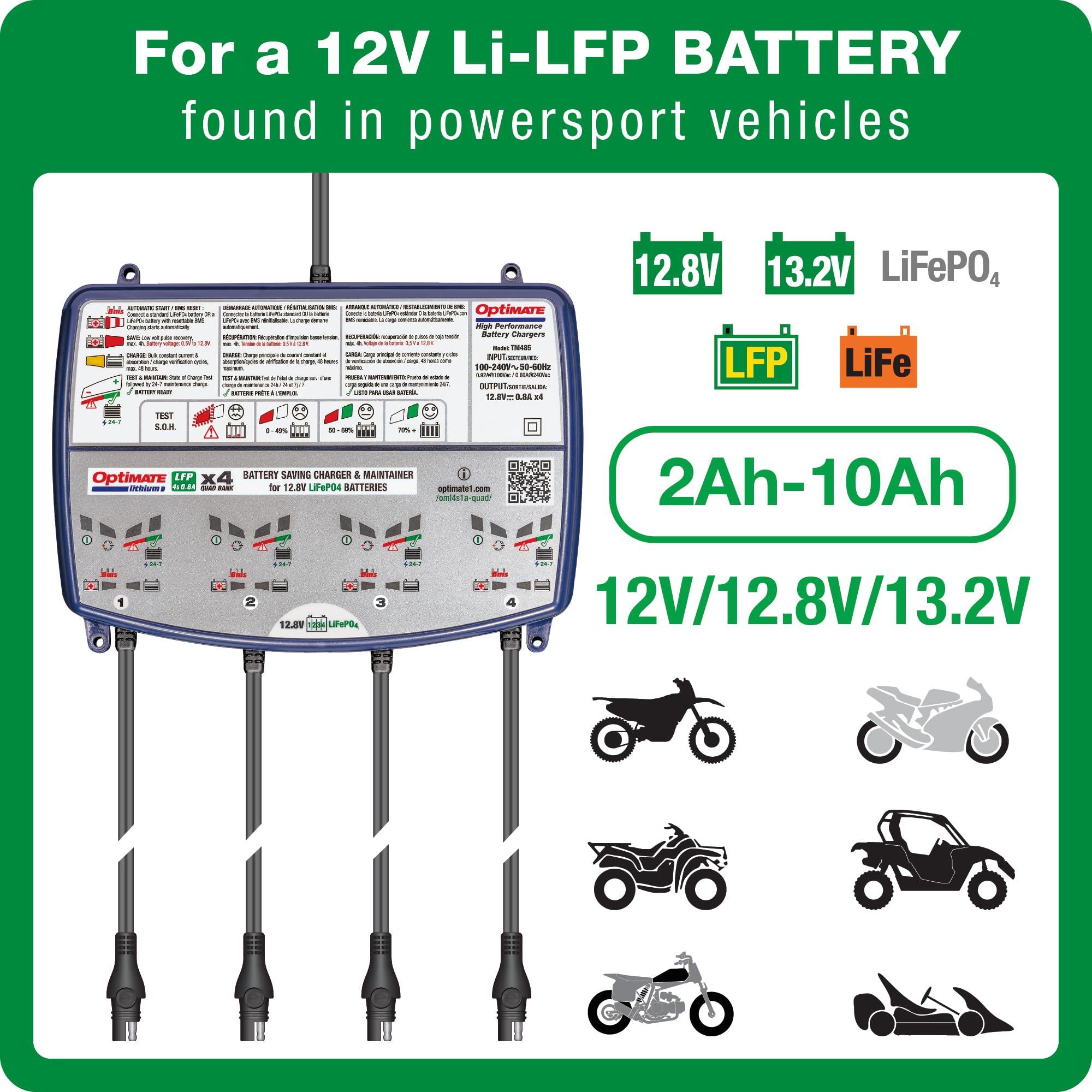 Optimate Tm-291 Lithium 4S 5A 10-Step 12.8V 5A Sealed Battery Saving Charger & Maintainer