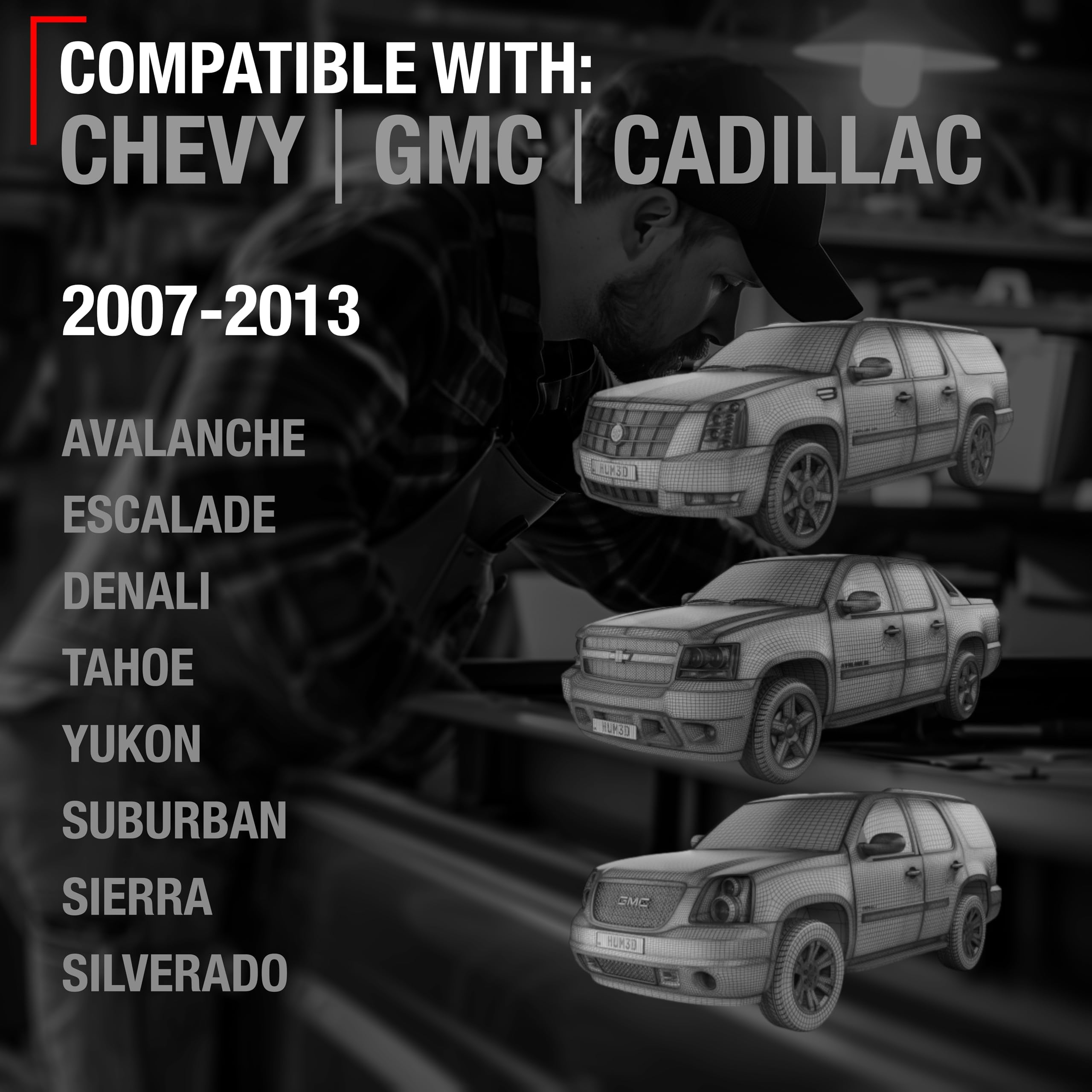 Exterior Rear Driver Door Handle - Compatible With 2007-2013 Chevrolet Avalanche, 07-14 Silverado 1500, 2500, 3500, Suburban, Ta