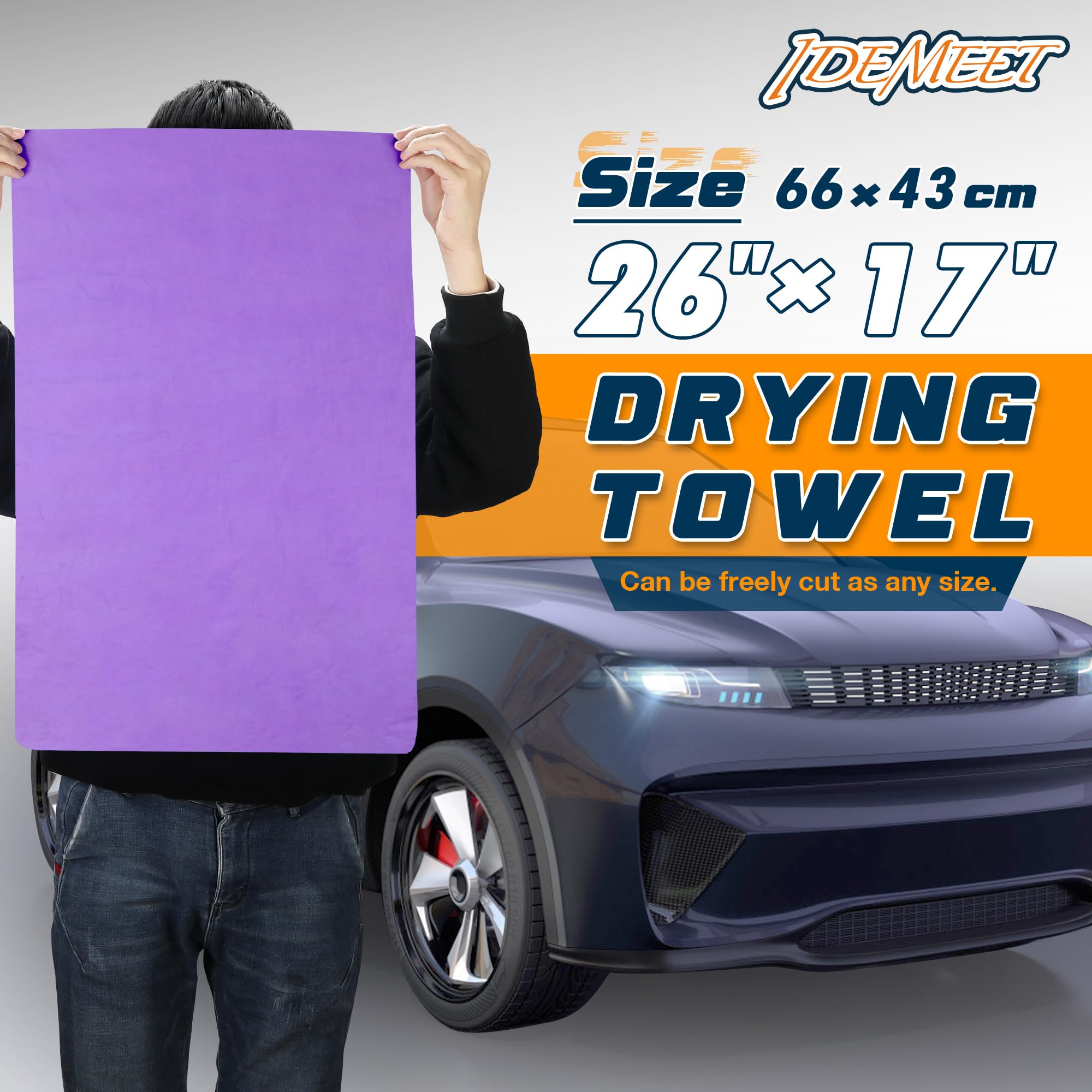 Idemeet Premium Shammy Towel For Car, Super Absorbent 2 Pack 26''''X17'''' Car Drying Towel, Reusable Soft Car Wash Cloth, Chamo