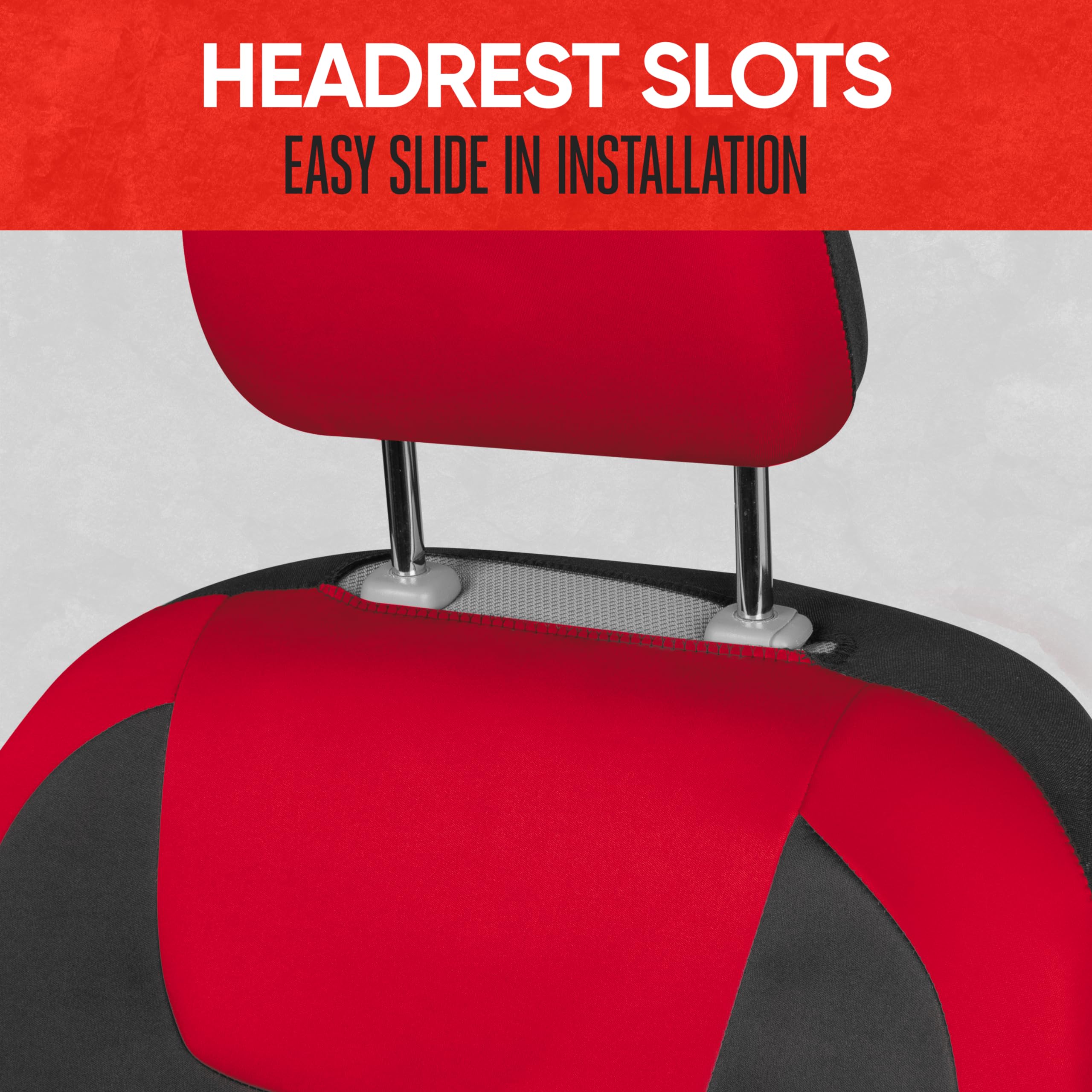 Motor Trend Red/Black Waterproof Seat Covers for Front Seats - Premium Neoprene Red Seat Covers, Car Seat Protectors with Remova