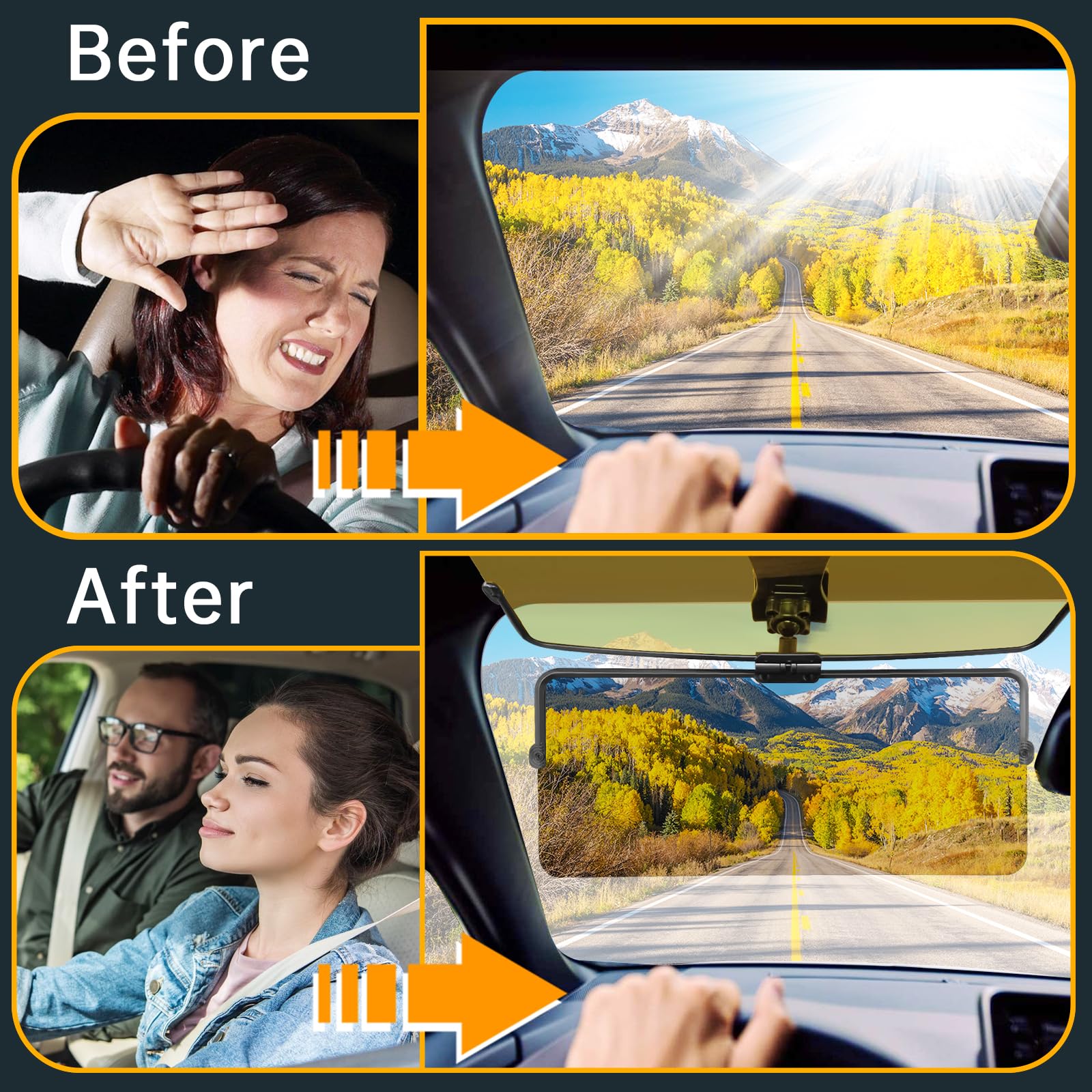 DOOUBAO Sun Visor Extender for Cars, Day and Night Universal Sun Visor Extender for Car Easy to Install, UV400 Anti-Glare Protec