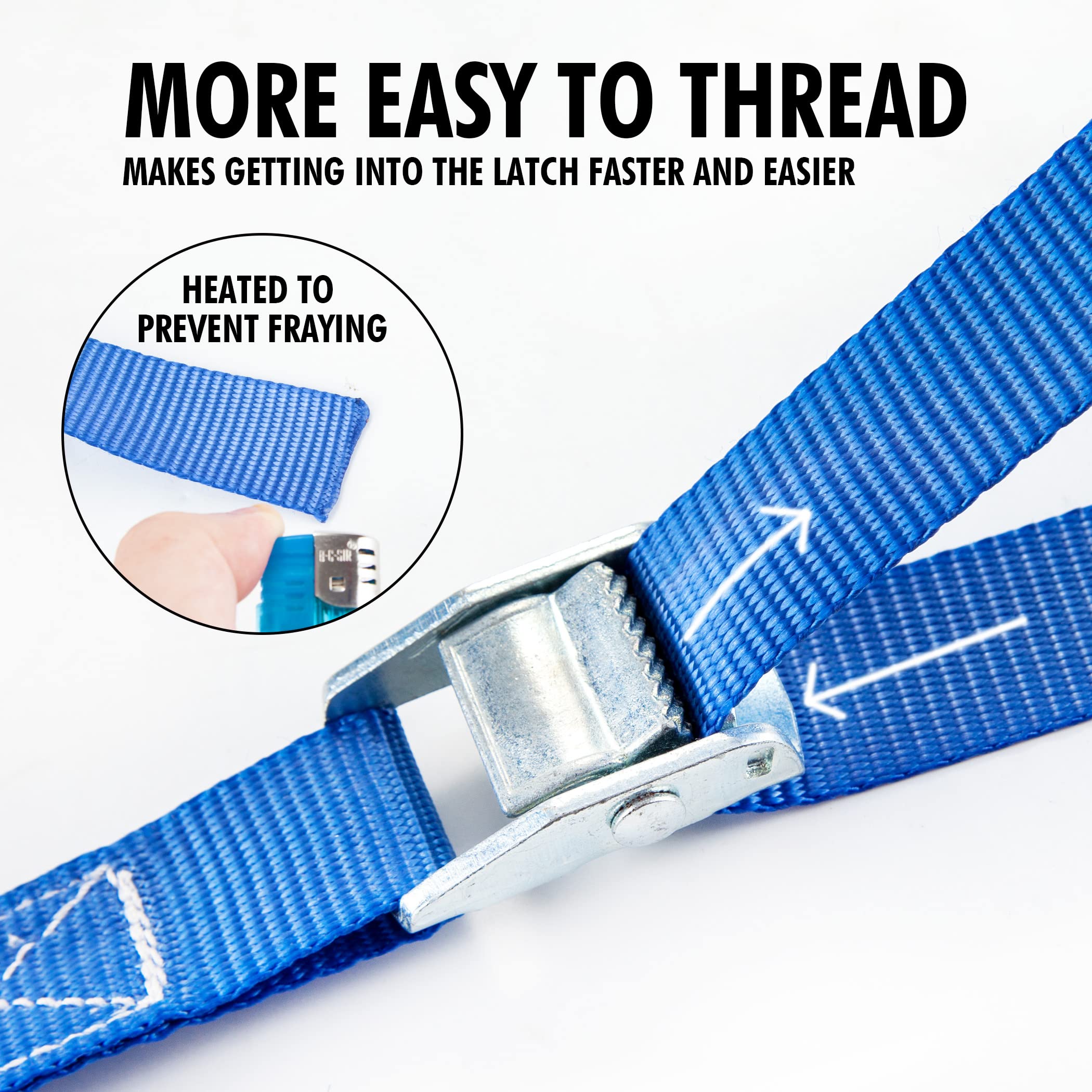 Cartman 1'' X 12' Lashing Straps Cargo Tie-Down Strap Up To 600Lbs, 6Pk In Carry Bag, Blue